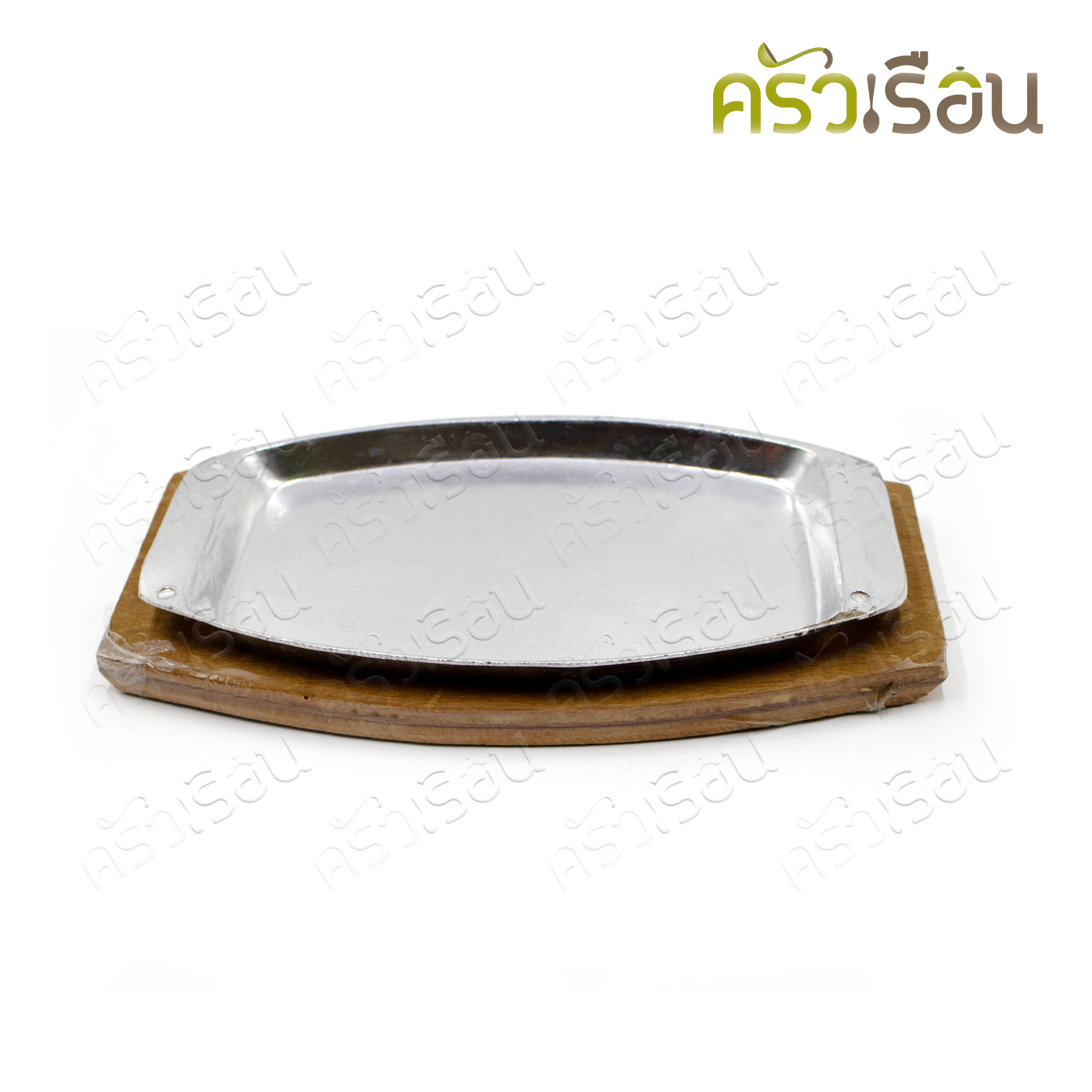 SUPER ALUMINUM จานสเต็ก อลูมิเนียม พร้อมไม้รอง 14.5 x 21 ซม. No.215 ตราถุงเงิน