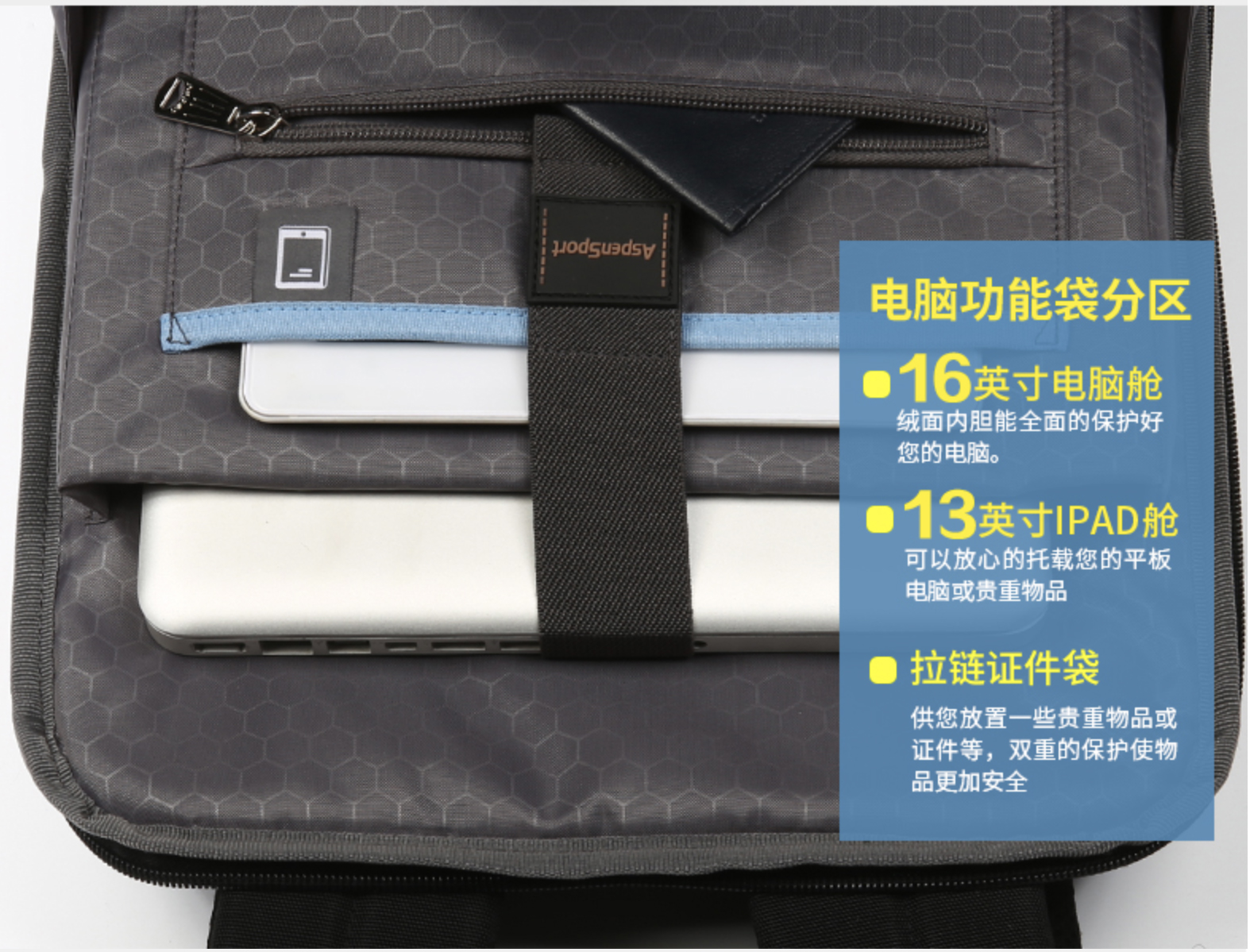 AspenSport Backpack Laptop กระเป๋าสะพายหลัง กระเป๋าโน๊ตบุ๊ค 13-16 นิ้ว กระเป๋าเดินทาง รุ่น AS-B70 สีดำ