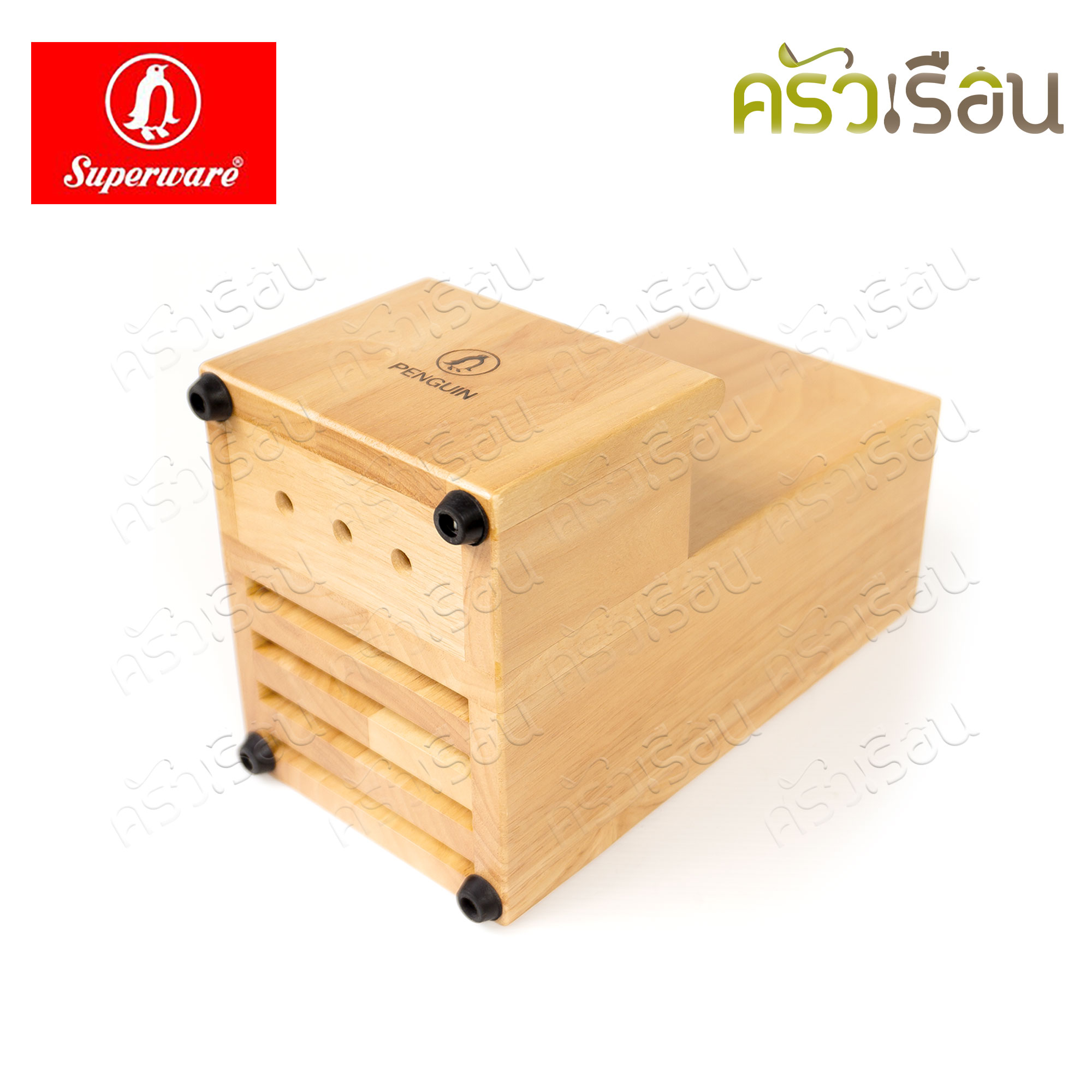 Penguin กล่องมีด ปาโค้ 12.2 x 9.3 x 24 ซม. (ไม่รวมช่องเก็บของด้านหน้า) ตรานกเพนกวิ้น ที่เสียบมีด ที่เก็บมีด