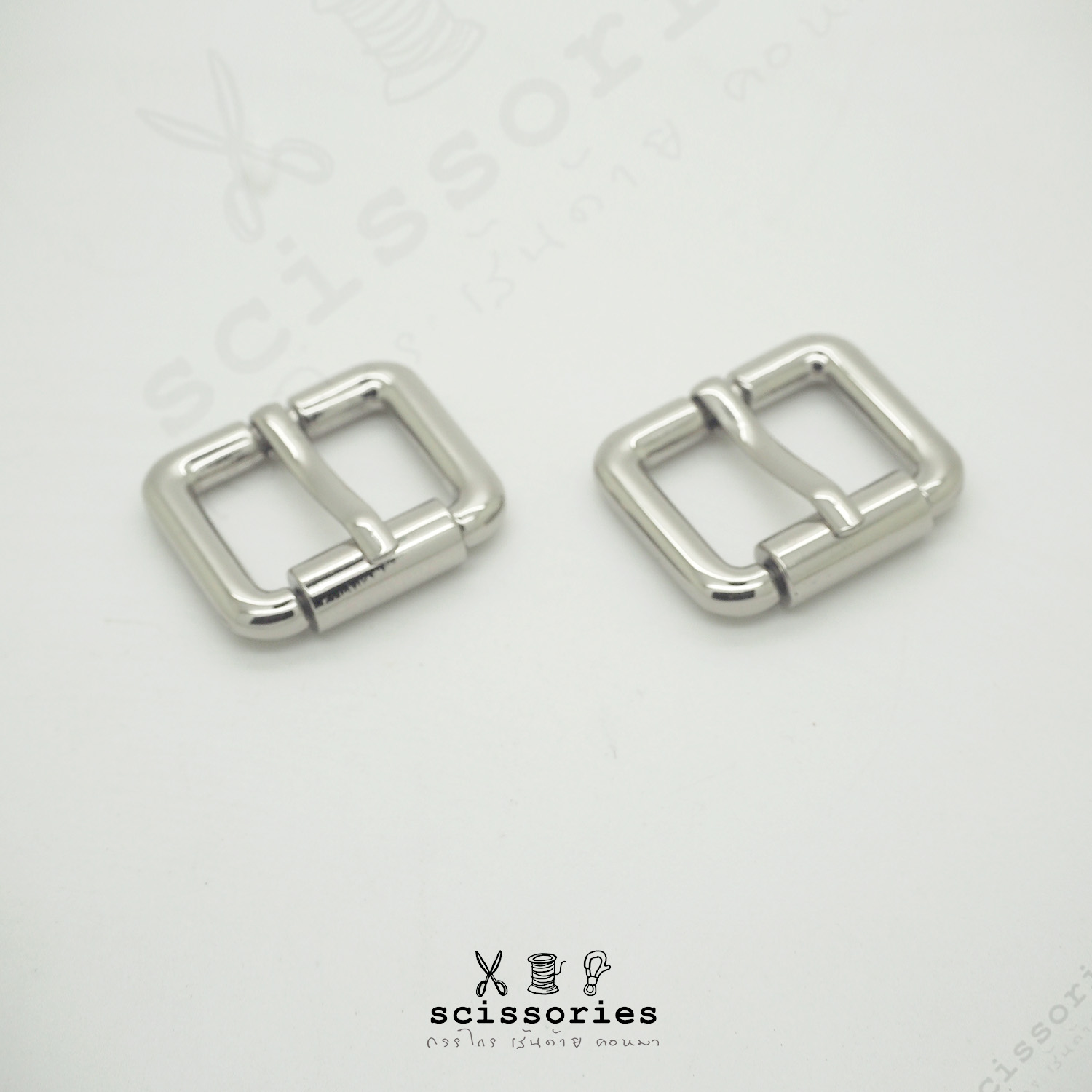 เข็มขัด ลูกกลิ้ง 2cm สีเงิน/2ตัว