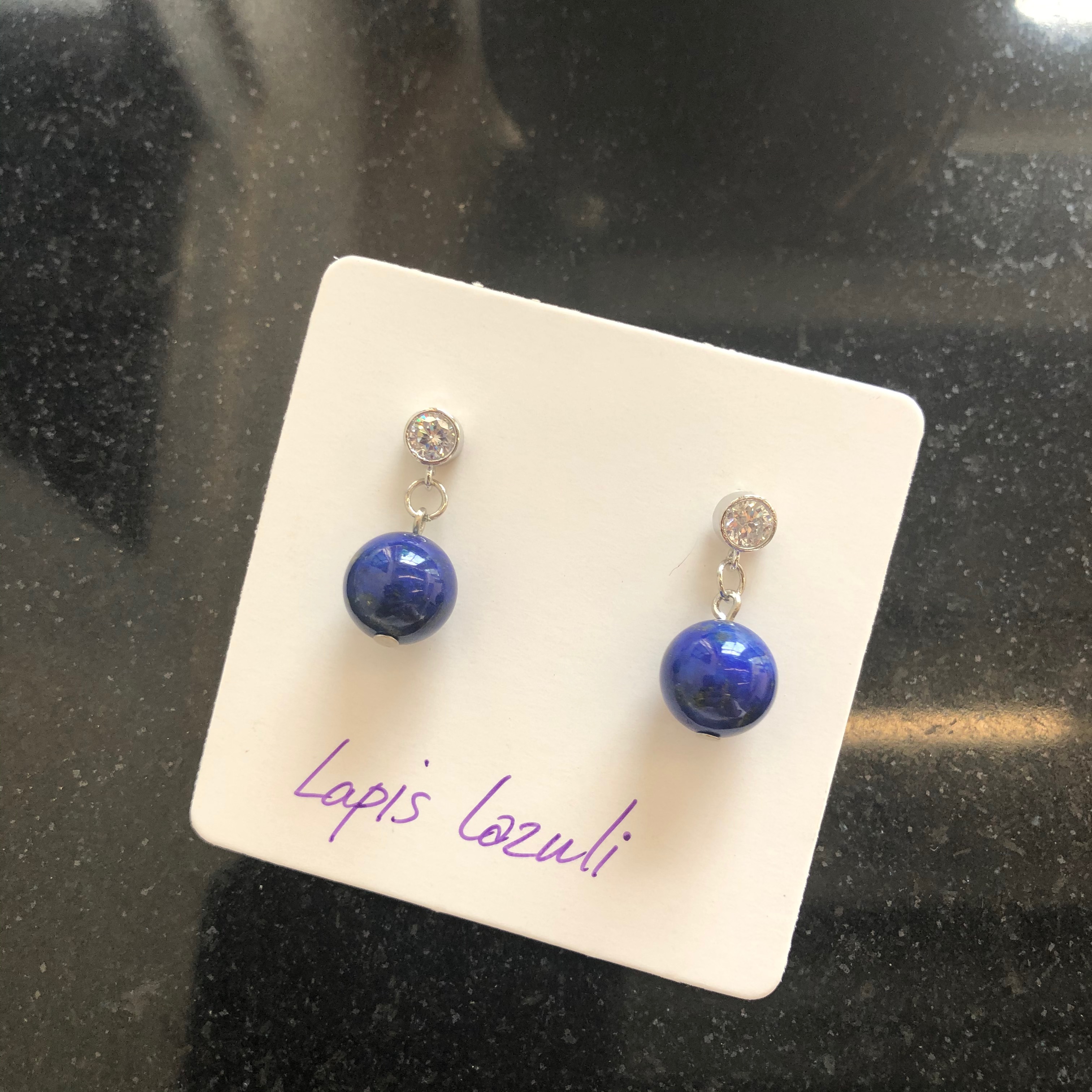 Lapis Lazuli Earring ต่างหูลาพิส ลาซูรี่ (For Protection and Communication)
