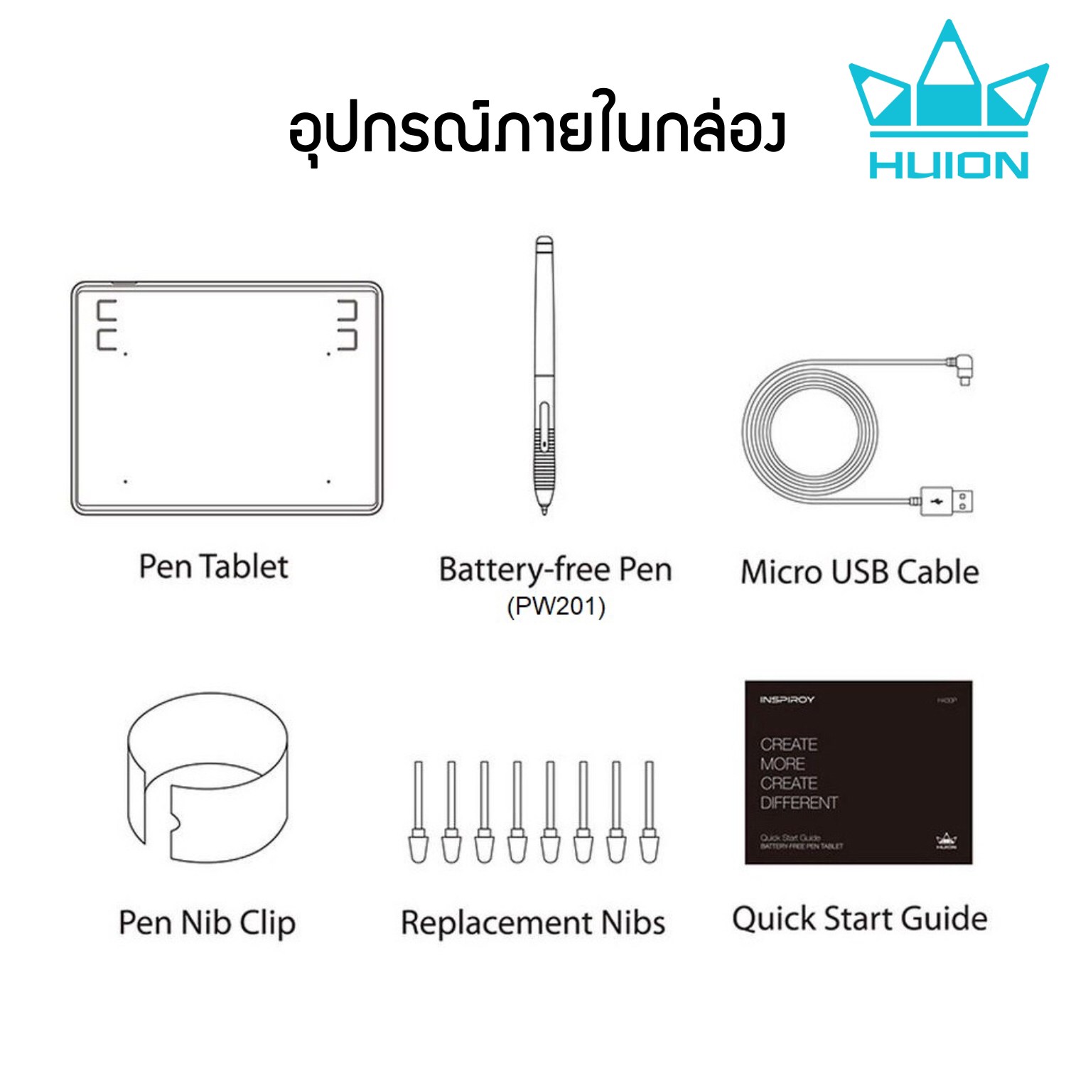 Huion Pen Tablet Inspiroy H430P พร้อมส่ง(รุ่นใหม่-รับประกัน 2 ปี-มีศูนย์ไทย) เมาส์ปากกาสำหรับวาดภาพกราฟฟิก H430P