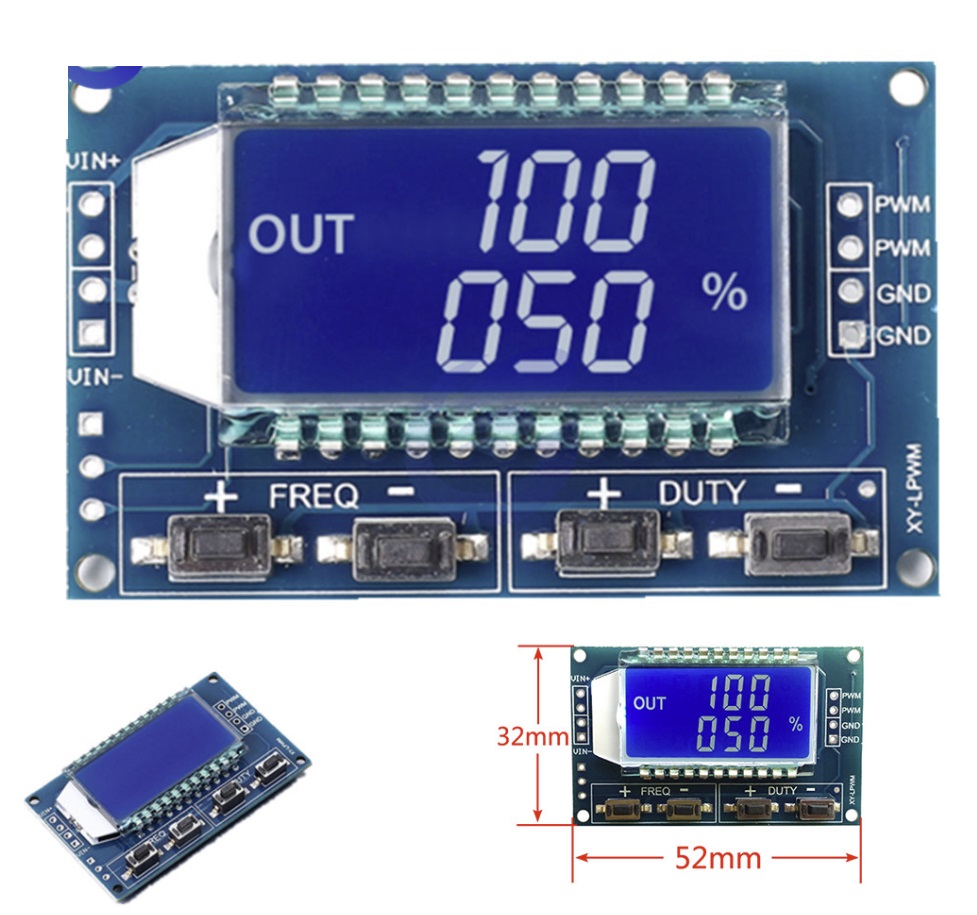 Signal Generator 1Hz-150Khz PWM Pulse Frequency Duty Cycle Adjustable Module LCD Display DC 3.3V-30V PWM Board Module