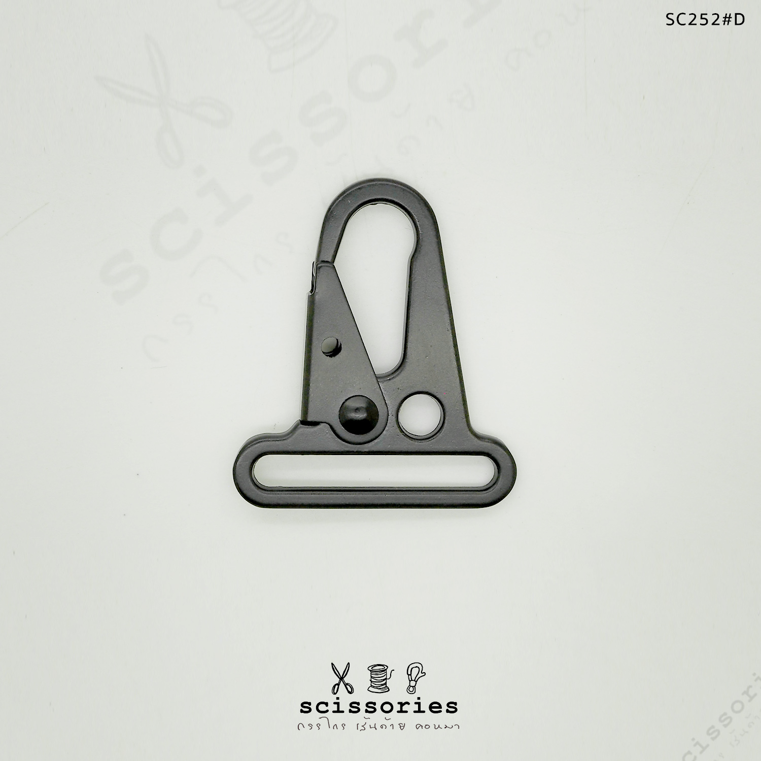 ตะขอเกี่ยว รูสอดเชือก2รู 1.5 นิ้ว สีดำด้าน 2 ตัว เนื้อโลหะ