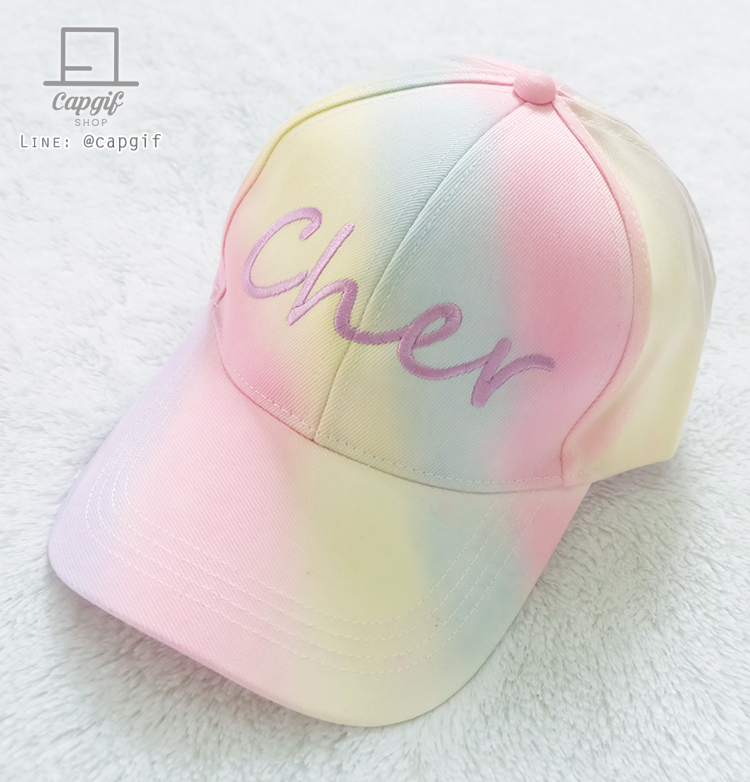 หมวกแก๊ปสีรุ้งปักชื่อ