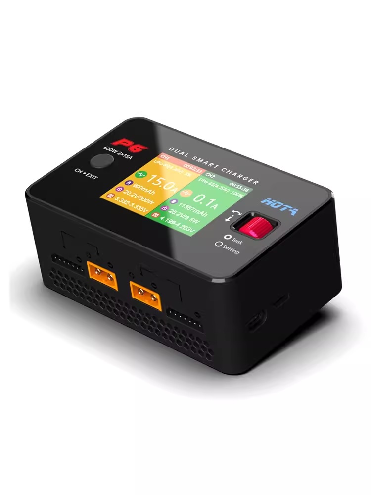 เครื่องชาร์จ HOTA P6 DC600W 15AX2 DC Dual ช่อง Smart Charger Discharger T240 AC100-240V USB-C