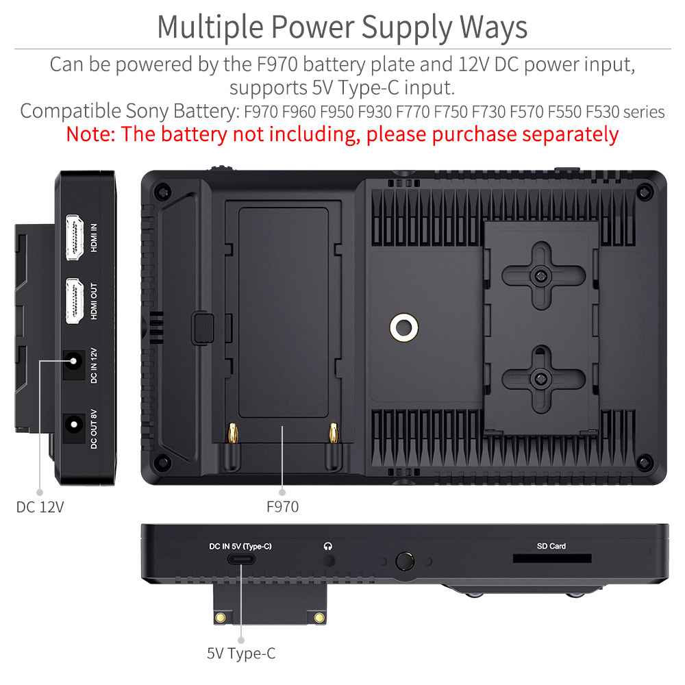 FEELWORLD F7 PRO: จอภาพ 7 นิ้ว 3D LUT Touchscreen สำหรับกล้อง DSLR และ Director's Monitor (AC/DC Power) พร้อมแผง IPS Full HD 1920x1200