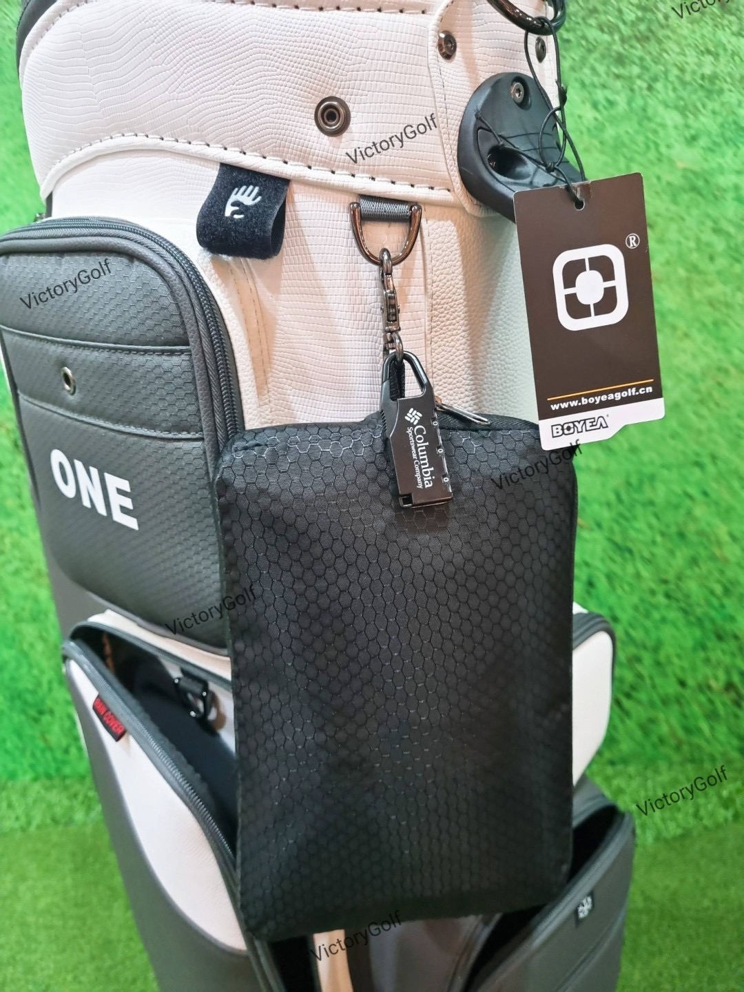 (Genuine) Golf bag Travel BOYEA One ( New version ) 4wheels สีเทา-ขาว *Free cover protector