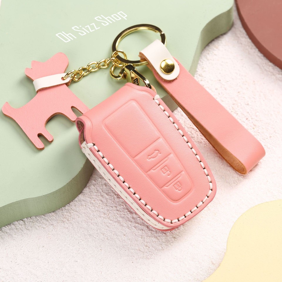 เคสหนังพาสเทลรีโมทรถ Toyota CHR งานหนังวัว พรีเมียมเกรด Premium Grade Hallmo HANDMADE ทรงคลาสสิค (Cowhide Leather Key Case Key Sets ; Toyota Altis GR Sport, Cross GR Sport, CHR, Camry 2021 รีโมททรงวี