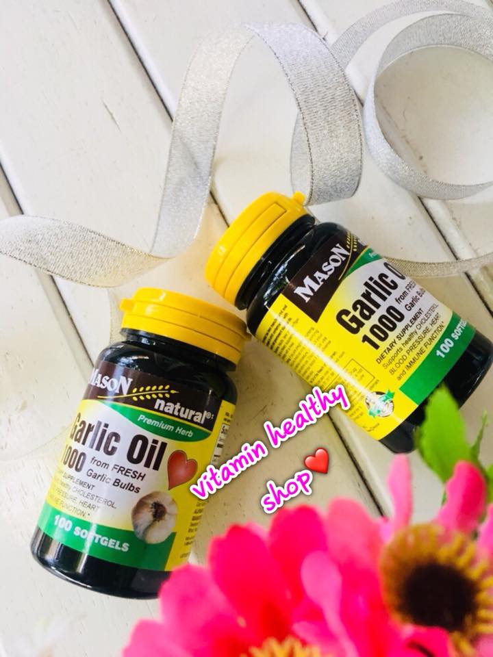 Mason Garlic oil ,1000 , 100 softgels ลดไขมันและคอเลสเตอรอล