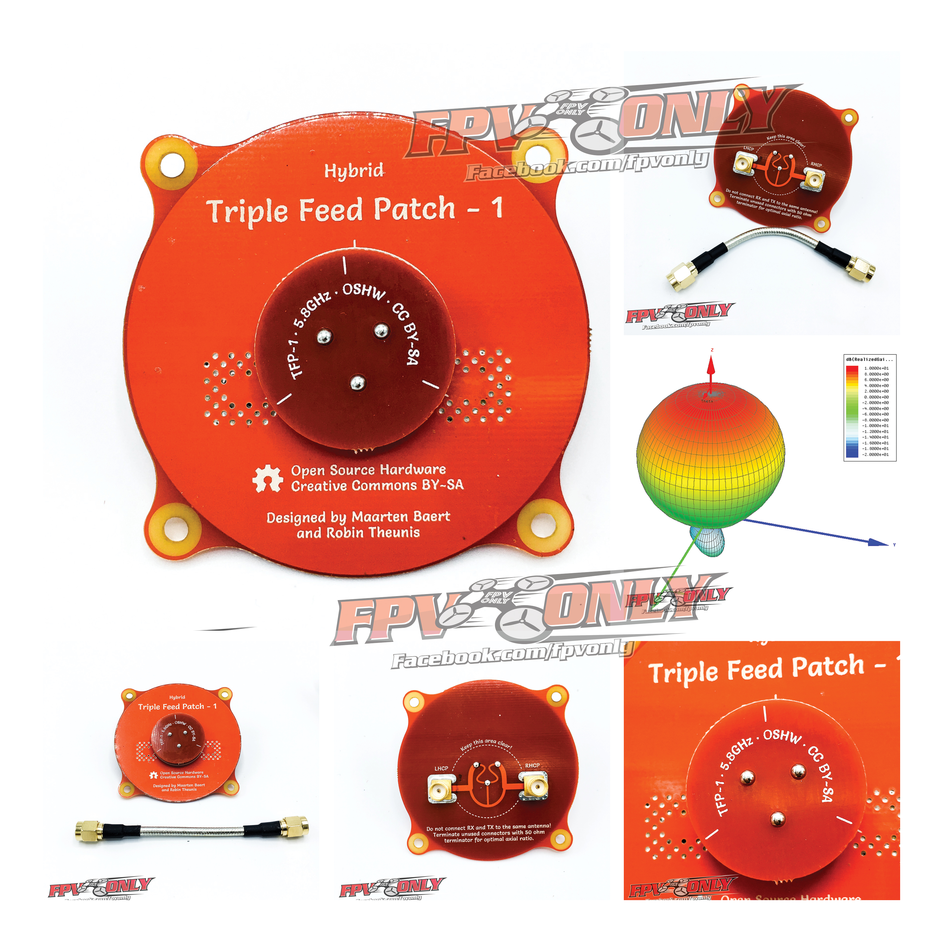 Pagoda Antenna 5.8 Antenna Pagoda Pro Hybrid Triple Feed Patch FPV Transparent Flat Panel Antenna