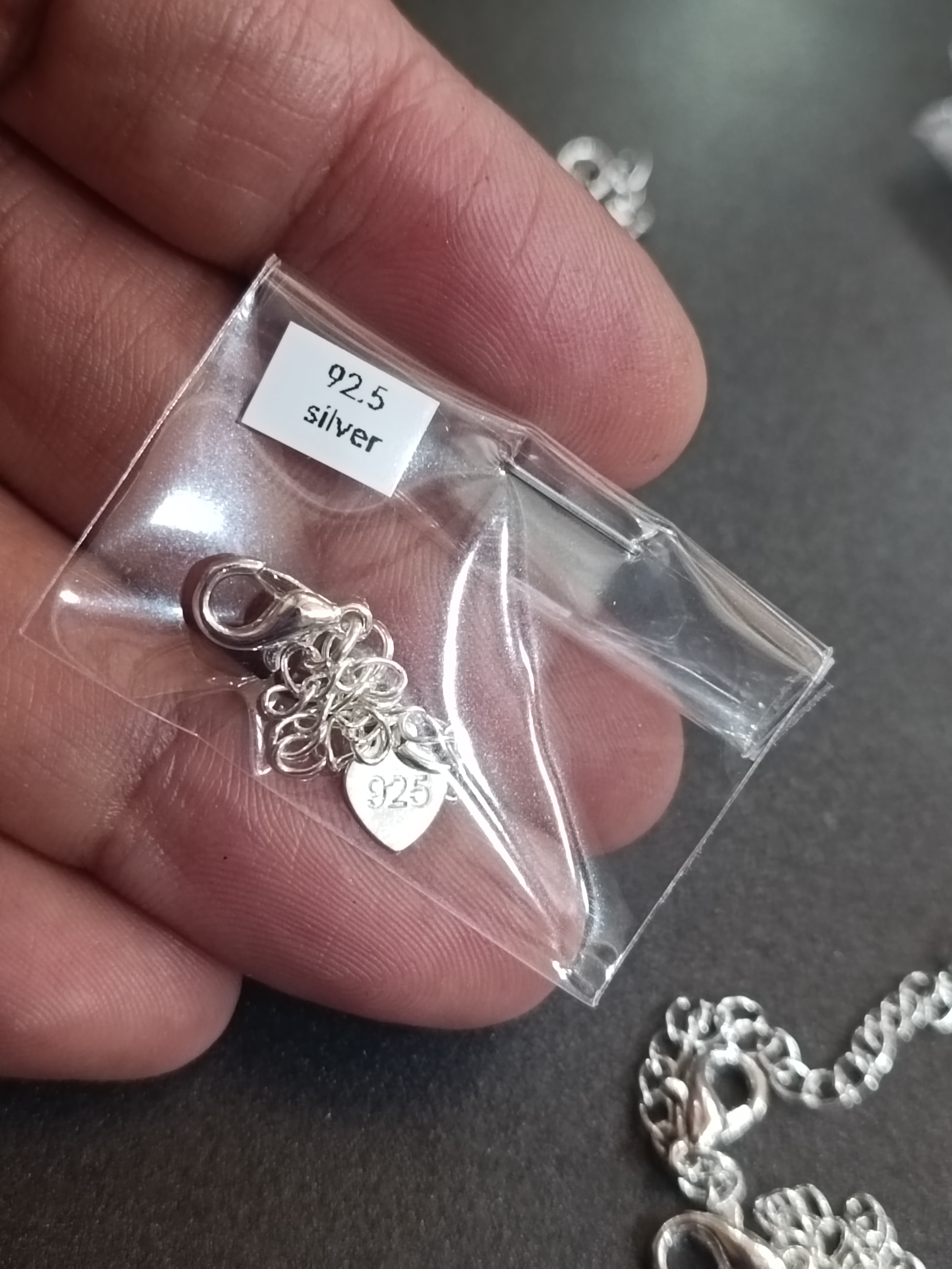 ตะขอก้ามปูเงินแท้ 92.5 Silver Claps +โซ่ 2นิ้ว