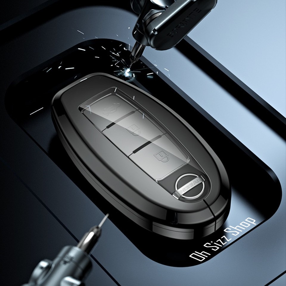 เคสโลหะอัลลอยรีโมทรถ Nissan Kicks e POWER 2022 แบบ 2 ชั้น (Double-Layer Metal Aluminum Alloy Key Cover with transparent push button Guard 360)