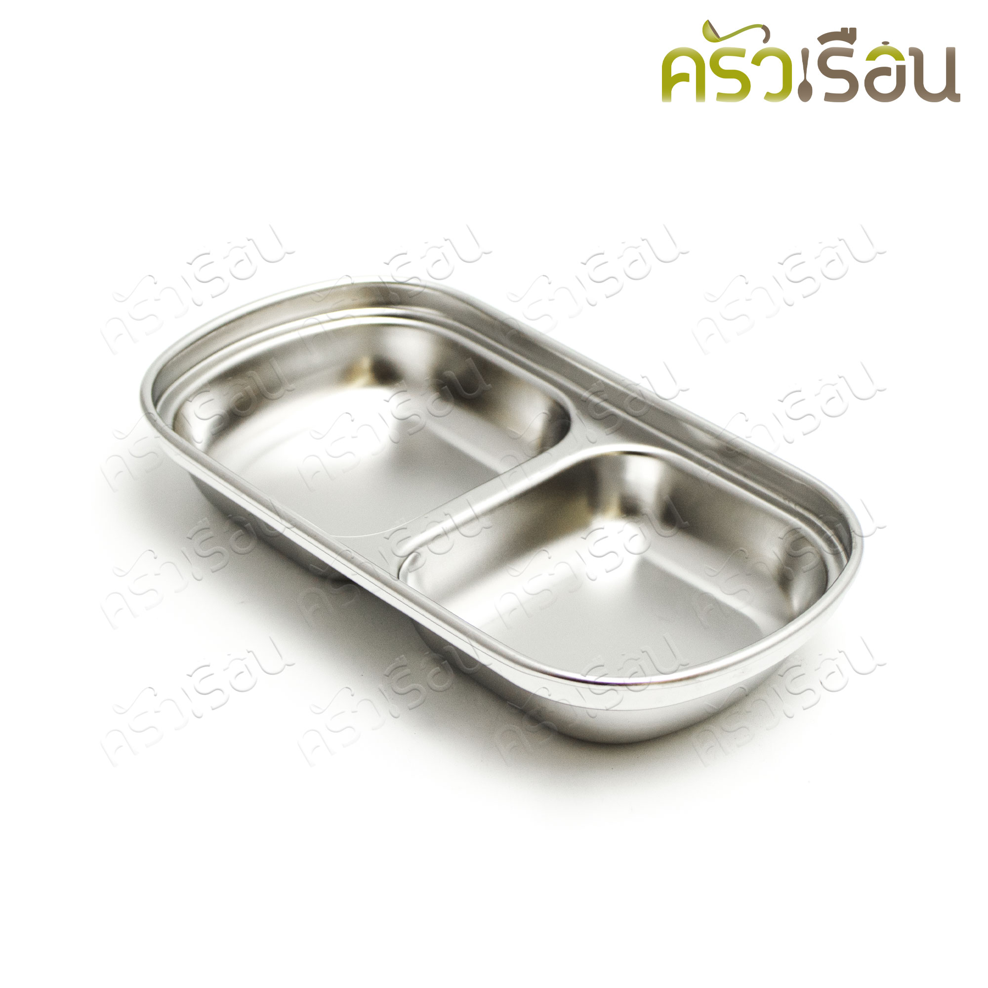 US ถ้วยน้ำจิ้ม 2 ช่อง สเตนเลส 8.5 x 15.3 x 2.5 ซม. LM-232 ถ้วยซอส ถ้วยน้ำจิ้มเกาหลี