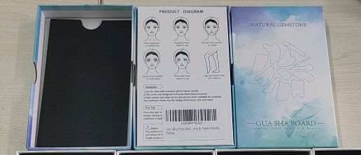 ผลิตตามออร์เดอร์เซทลูกกลิ้ง+กัวซาแผ่น V shape+โลโก้+สลักแบรนด์ (Make to Order Flip Cover Box+Facial Roller+Gua Sha Broad+Logo)