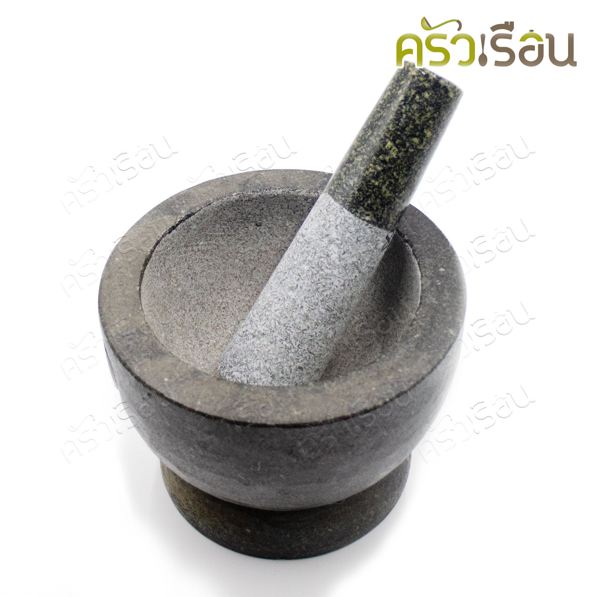 ครกหิน 8 นิ้ว [19 x 14.5 ซม.] + สากหิน [ยาว 20 ซม.]