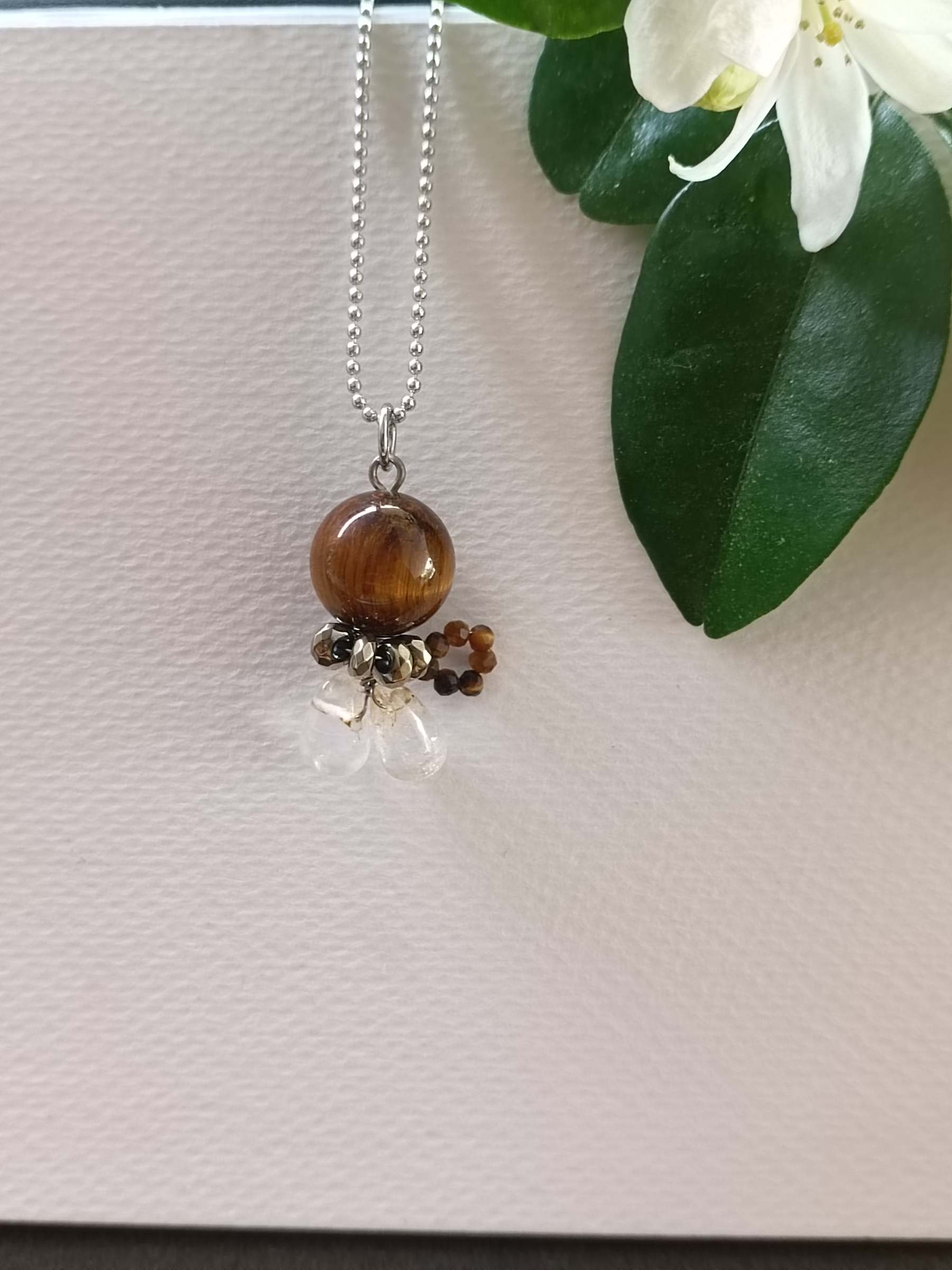 สร้อยคอหินแท้ "Tiger's Eye" หินตาเสือ (ดึงดูดโชคลาภ ปกป้อง คุ้มครอง)
