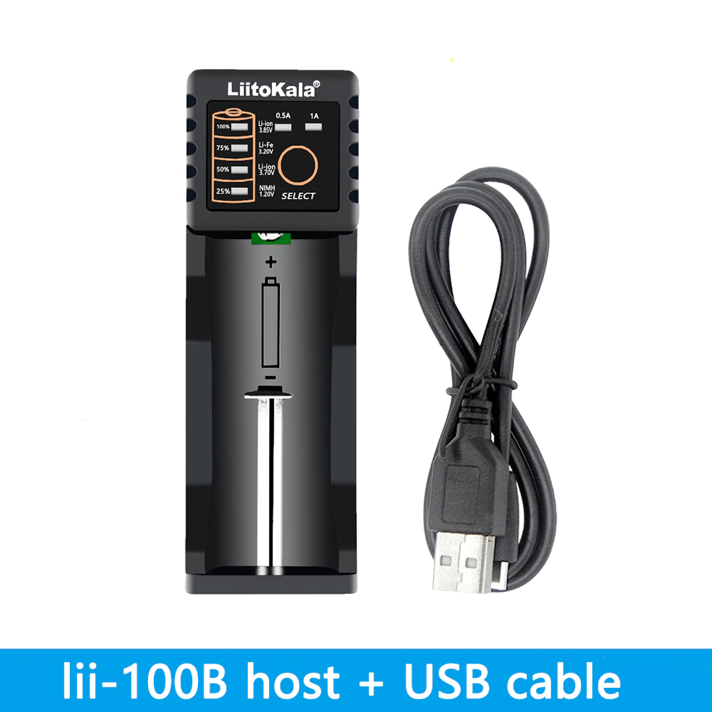 เครื่องชาร์จ LiitoKala Lii-100 Lii 100 Lii100 เครื่องชาร์จถ่าน Li-ion 18650 18350 16340 14500 26650 Ni-MH Ni-Cd AA AAA