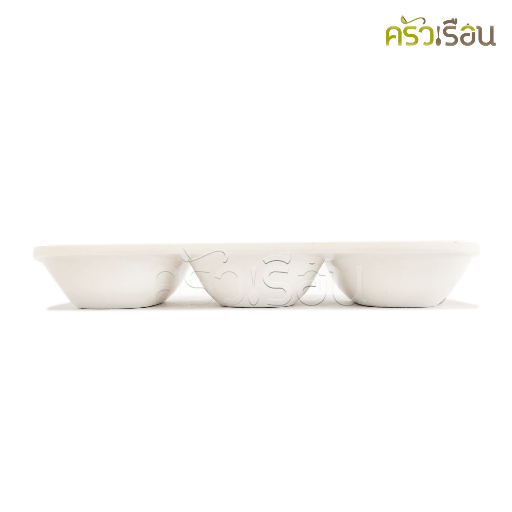 FIGURES ถ้วยน้ำจิ้ม 3 ช่อง 6.3 x 12.9 x 1.8 ซม. D883-5 สีครีมขาว หรือ สีดำ