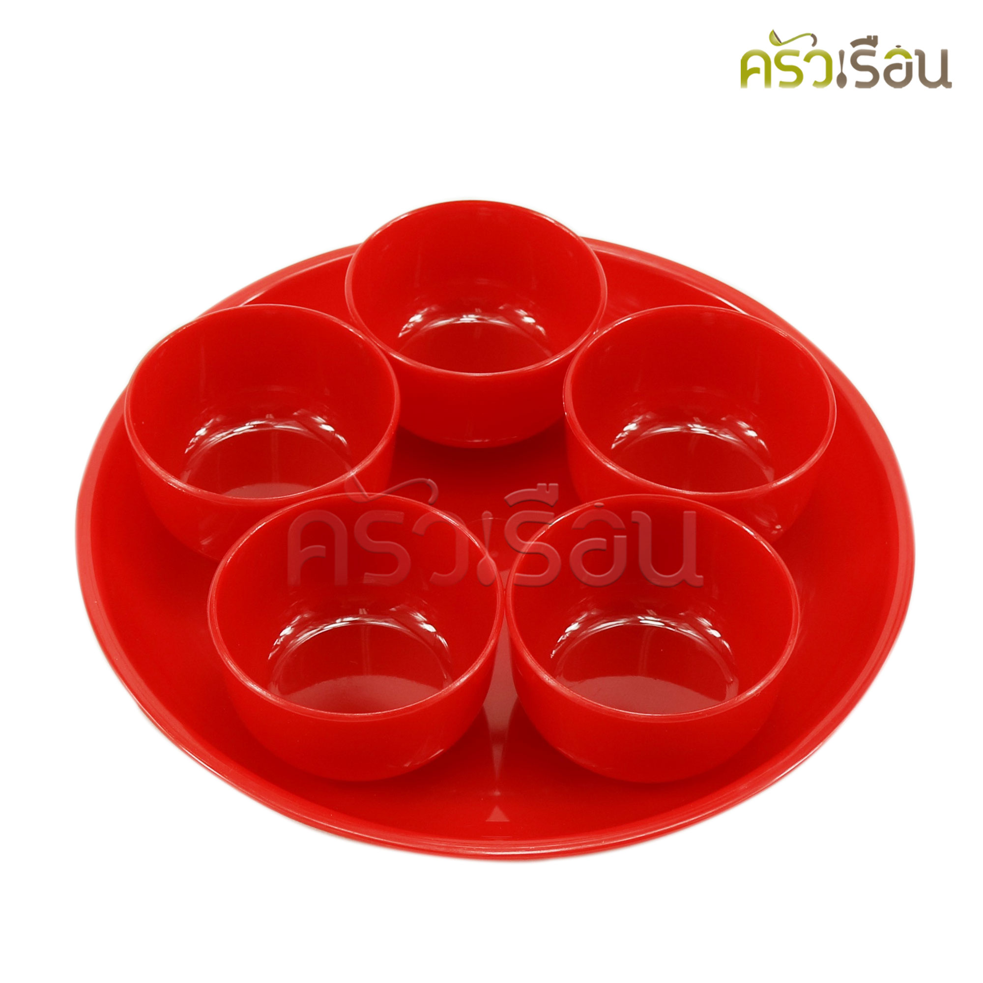 Nam Ngai Hong ถ้วยชาพร้อมถาดกลม พลาสติก 15 x 3 ซม. สีแดงไม่พิมพ์ 433/11