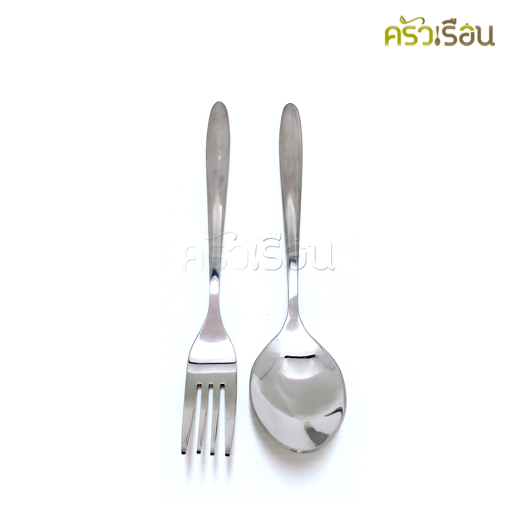 Double Apples [แพ็ค 6 คู่] ช้อนส้อม สเตนเลส ลายไผ่ / ลายเรียบ ขนาด 19 ซม.