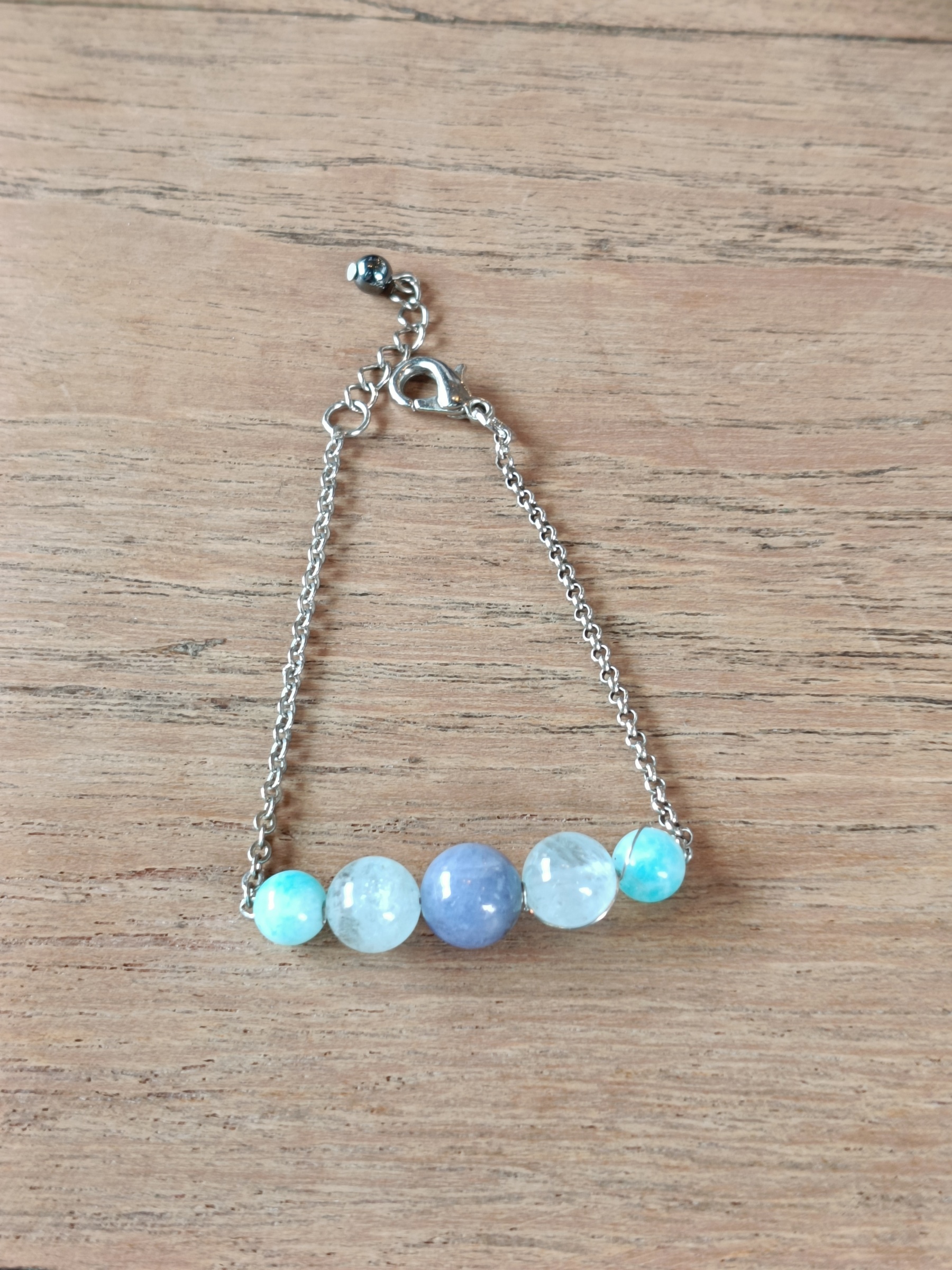 สร้อยข้อมือหินแท้ Tanzanite + Aquamarine + Amazonite Bracelet (เสริมคลื่นการคิดวิเคราะห์ ชำระออร่า ดึงดูดโชคลาภ)