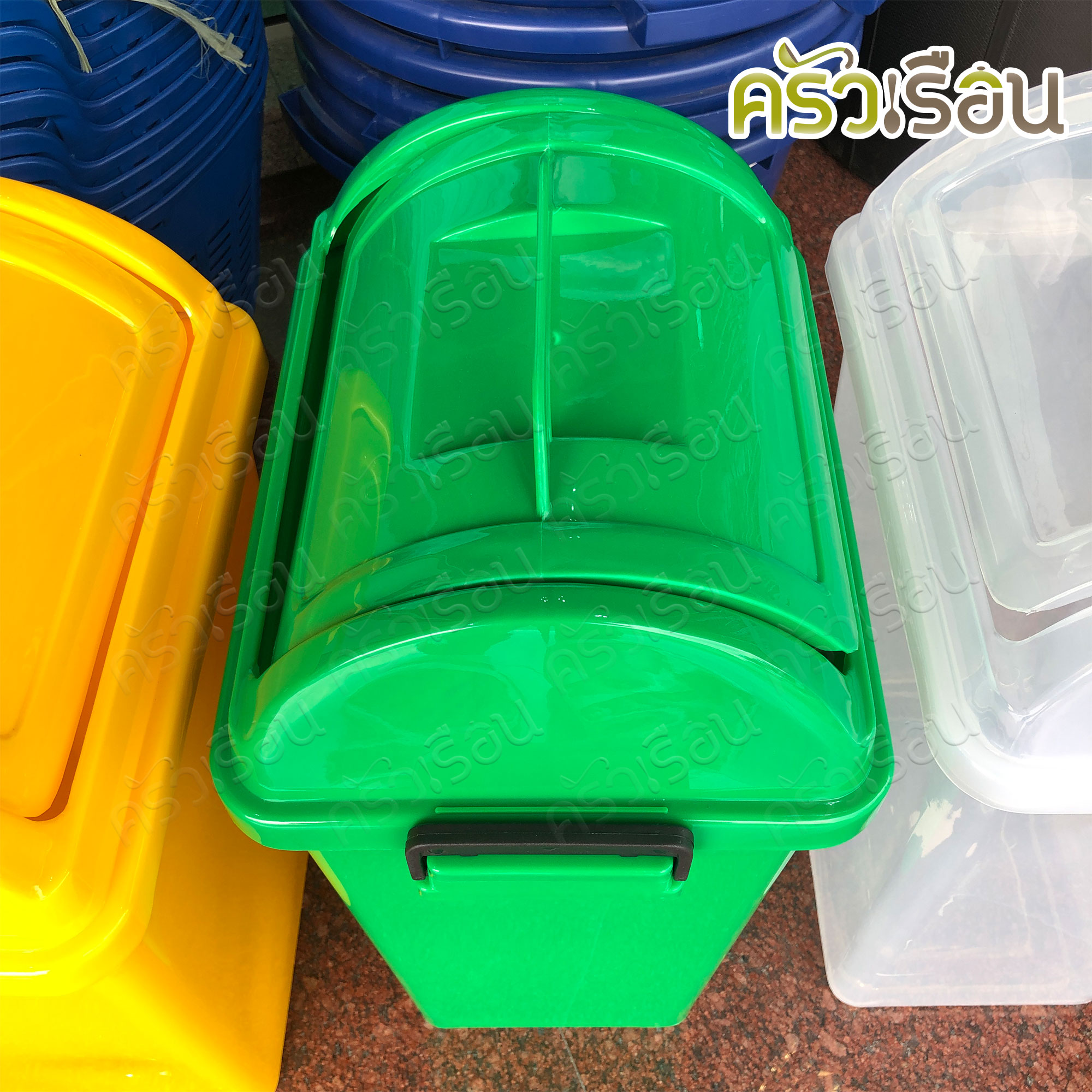 Sahachai ถังผง จัมโบ้ หูล็อค ความจุ 30 ลิตร 27.5 x 36 x 61.5 ซม. [ราคาต่อใบพร้อมฝา] No.1001 ถังขยะ ฝาสวิง ถังแยกขยะ