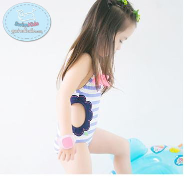 ชุดว่ายน้ำวันพีชเด็กหญิงสีฟ้าขาว เอวเว้า