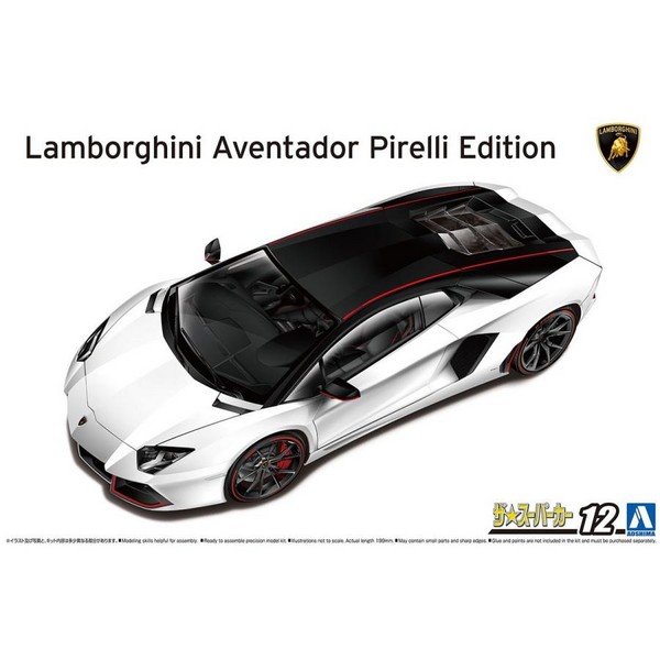 Aoshima No.12 1/24 Lamborghini Aventador Pirelli Edition 4905083061213 (Plastic Model) *พลาสติกสีพื้น ต้องทำสีเอง*