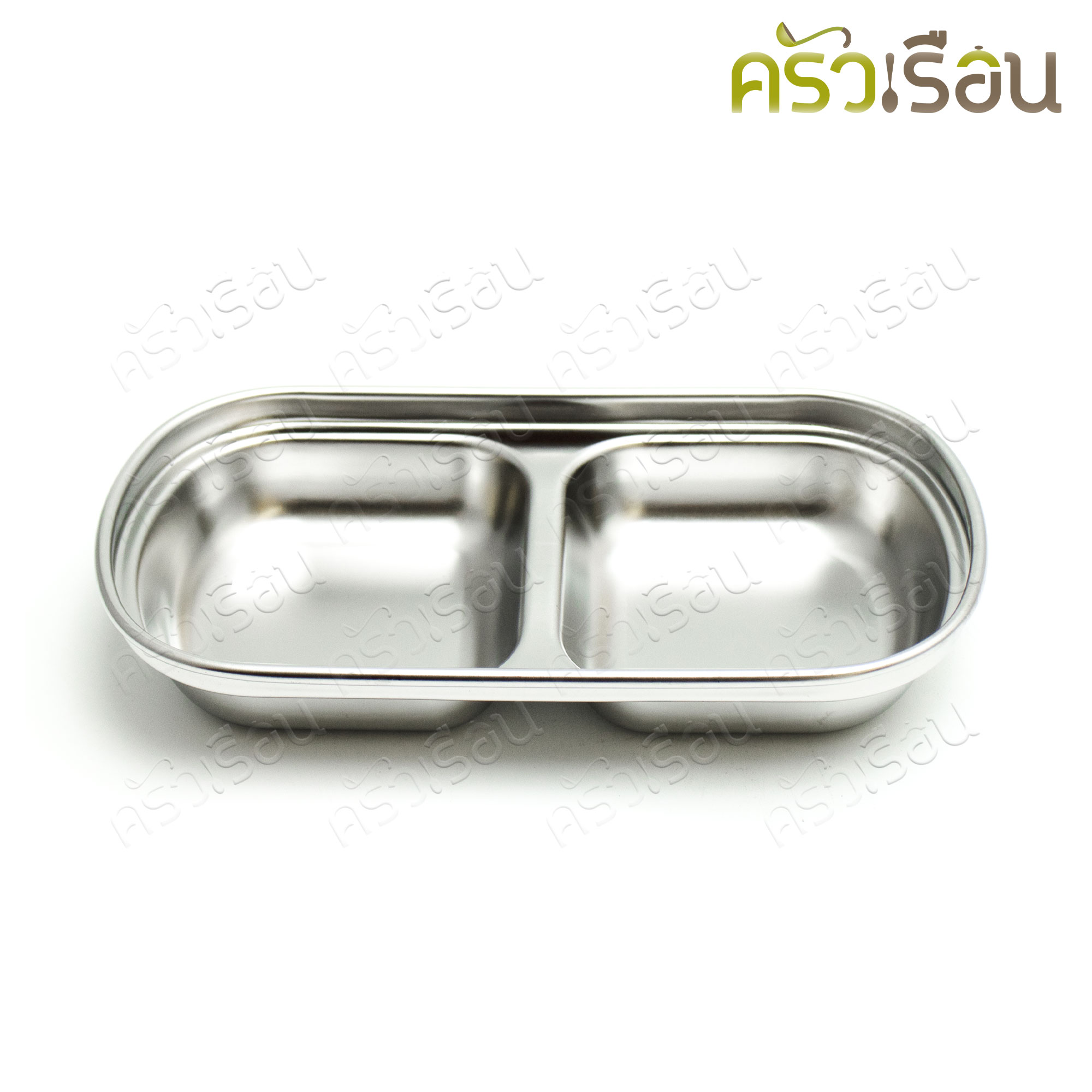 US ถ้วยน้ำจิ้ม 2 ช่อง สเตนเลส 8.5 x 15.3 x 2.5 ซม. LM-232 ถ้วยซอส ถ้วยน้ำจิ้มเกาหลี