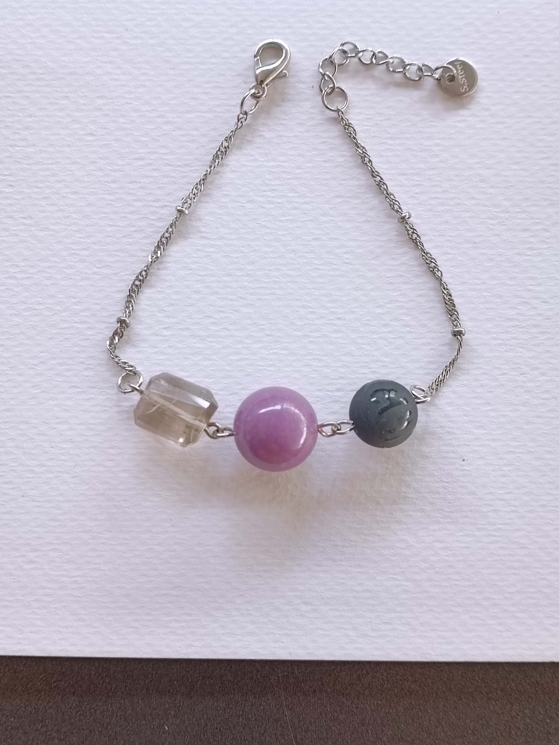 สร้อยข้อมือหินแท้ "Mini" Protection Bracelet (Mica Quartz , Smoky Quartz , Black Obsidian)