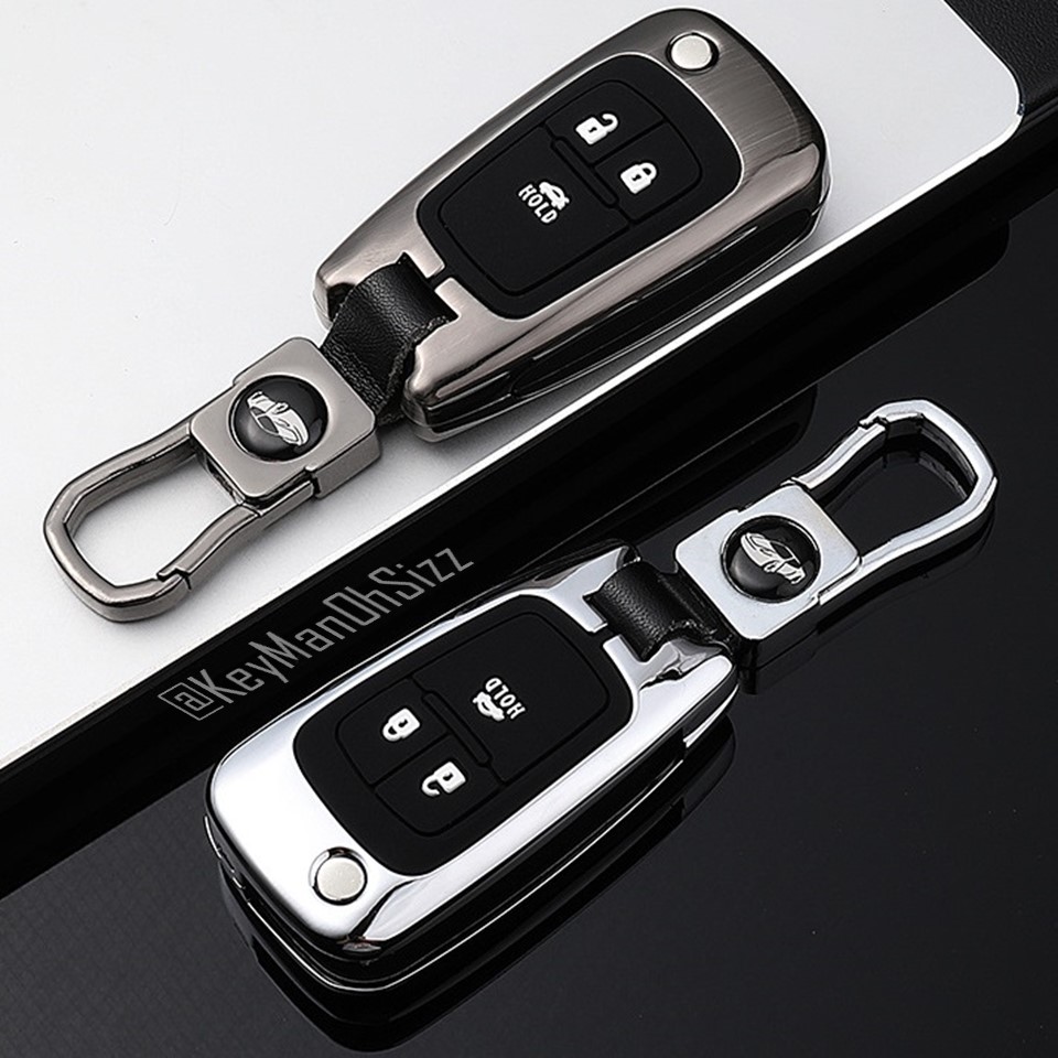 กรอบเคสโลหะกุญแจรถ Chevrolet Cruze Hard Case 360 องศา (Alloy Silicone Key Cover with Silicone Push button Guard) Chevrolet folding Key 3 ปุ่ม