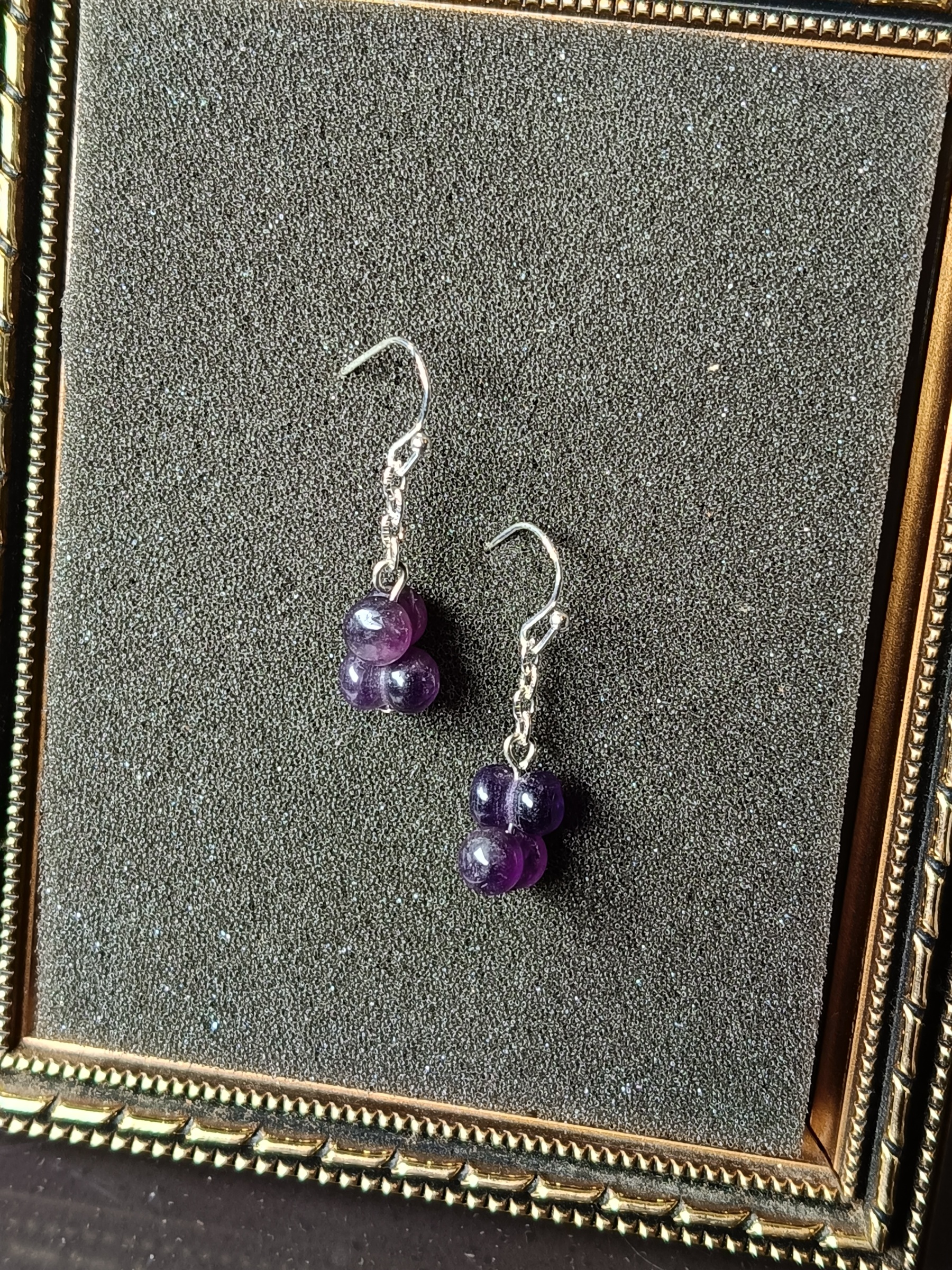 ต่างหูหินแท้ "Flow Silver" Amethyst Earring (Positive Energy , Energy Filter)