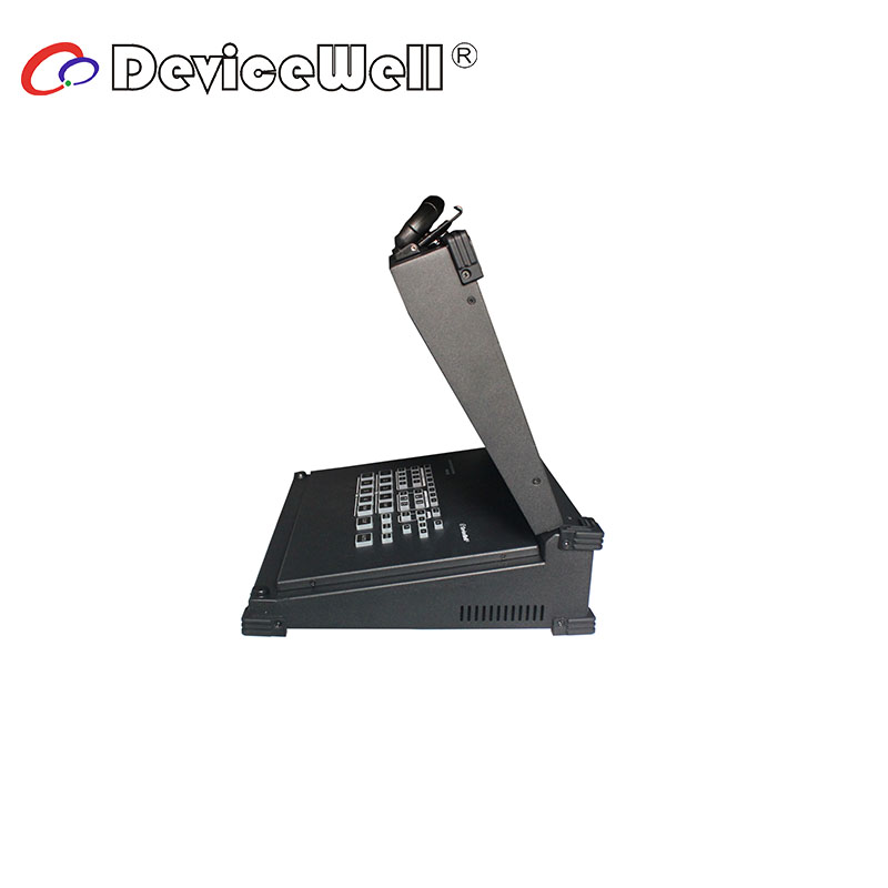 DeviceWell HDS9105: เครื่องสลับสัญญาณวิดีโอ Full HD 5 ช่อง (4x HDMI, 1x DisplayPort) แบบ All-in-One พร้อมจอภาพ 11.6 นิ้ว และ T-Bar สำหรับงาน Live Broadcast และ Production