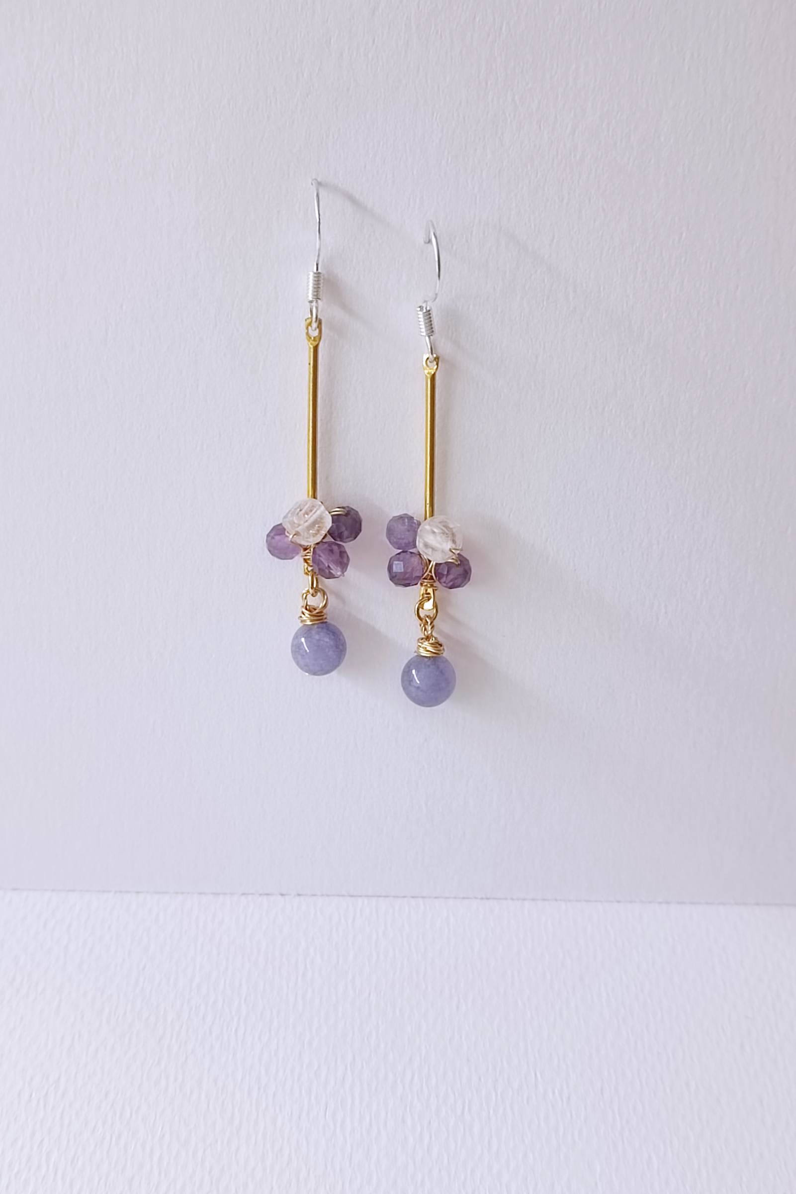 ต่างหูหินแท้ "Little Vivian" Aura Cleanse Earring (Amethyst , Tanzanite)