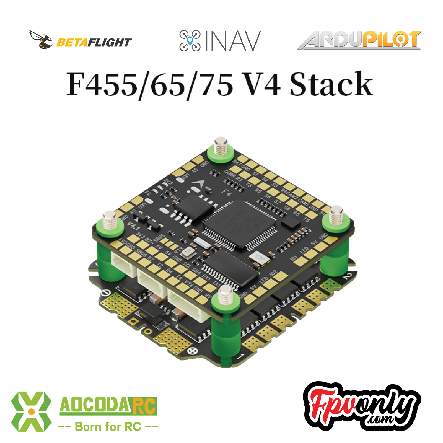 [FC&STACK 30x30] Aocoda-RC F455/65/75S V4 Stack F405 V4 FC+65A/75A 8BIT 4in1 ESC 30x30mm FPV Freestyle Drone อุปกรณ์โดรน