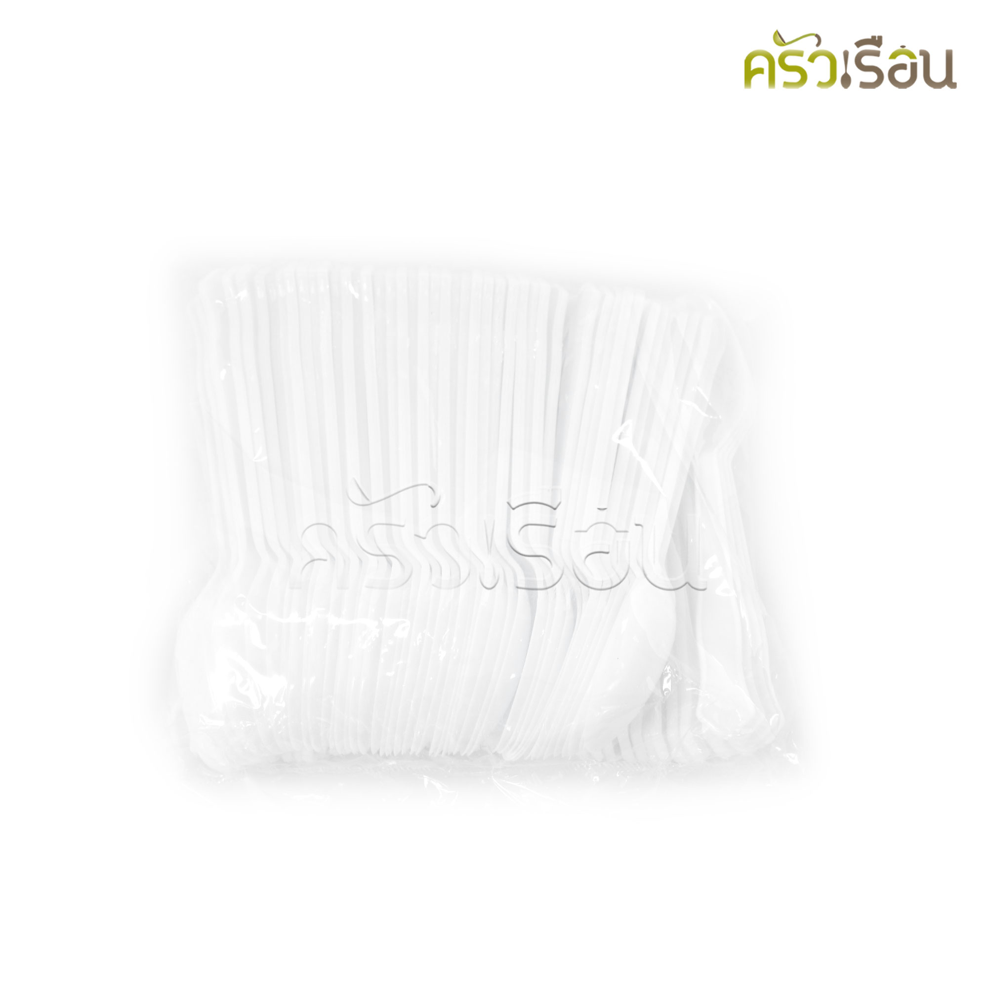 แยกขาย ช้อน-ส้อมพลาสติกใหญ่ ใช้แล้วทิ้ง 15.3 ซม. สีขาวขุ่น แพ็ค 100 คัน
