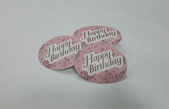 ป้ายอวยพร Happy Birthday ลายหมีชมพูน้ำตาล ป้ายของวัญ ป้ายห้อยสินค้า