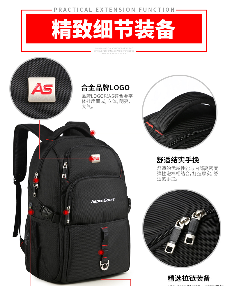 AspenSport Backpack Laptop กระเป๋าสะพายหลัง กระเป๋าโน๊ตบุ๊ค 14-16 นิ้ว กระเป๋าเดินทาง รุ่น AS-B63 ขนาด สีน้ำเงิน