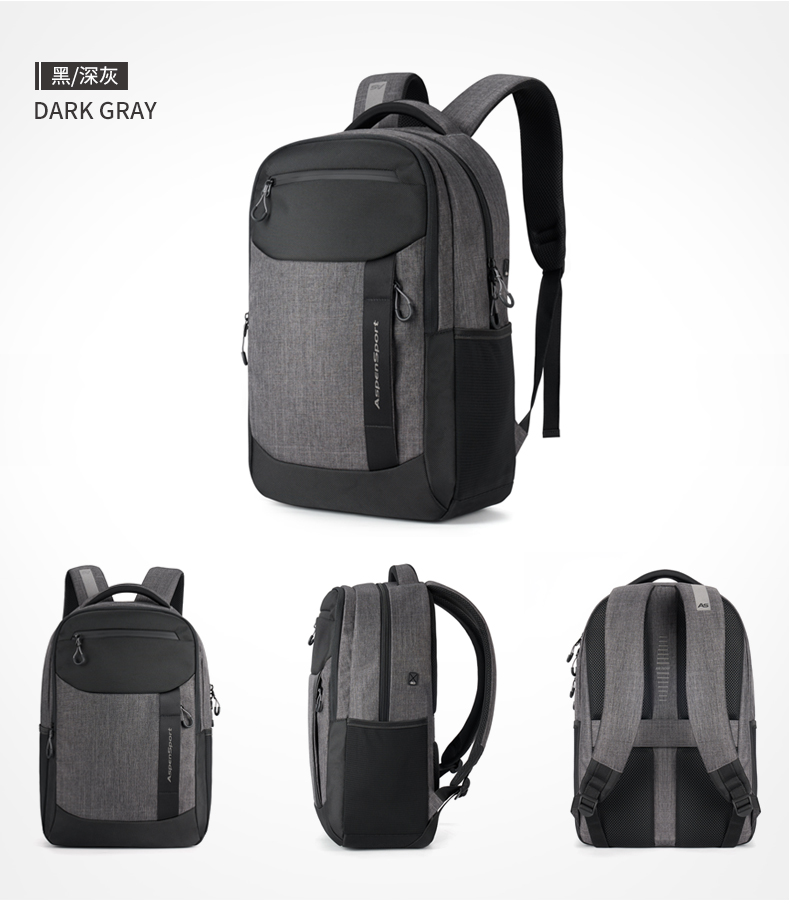 AspenSport Backpack Laptop กระเป๋าสะพายหลัง กระเป๋าโน๊ตบุ๊ค 14-16 นิ้ว กระเป๋าเดินทาง รุ่น AS-B80 ขนาด สีเทา-ดำ