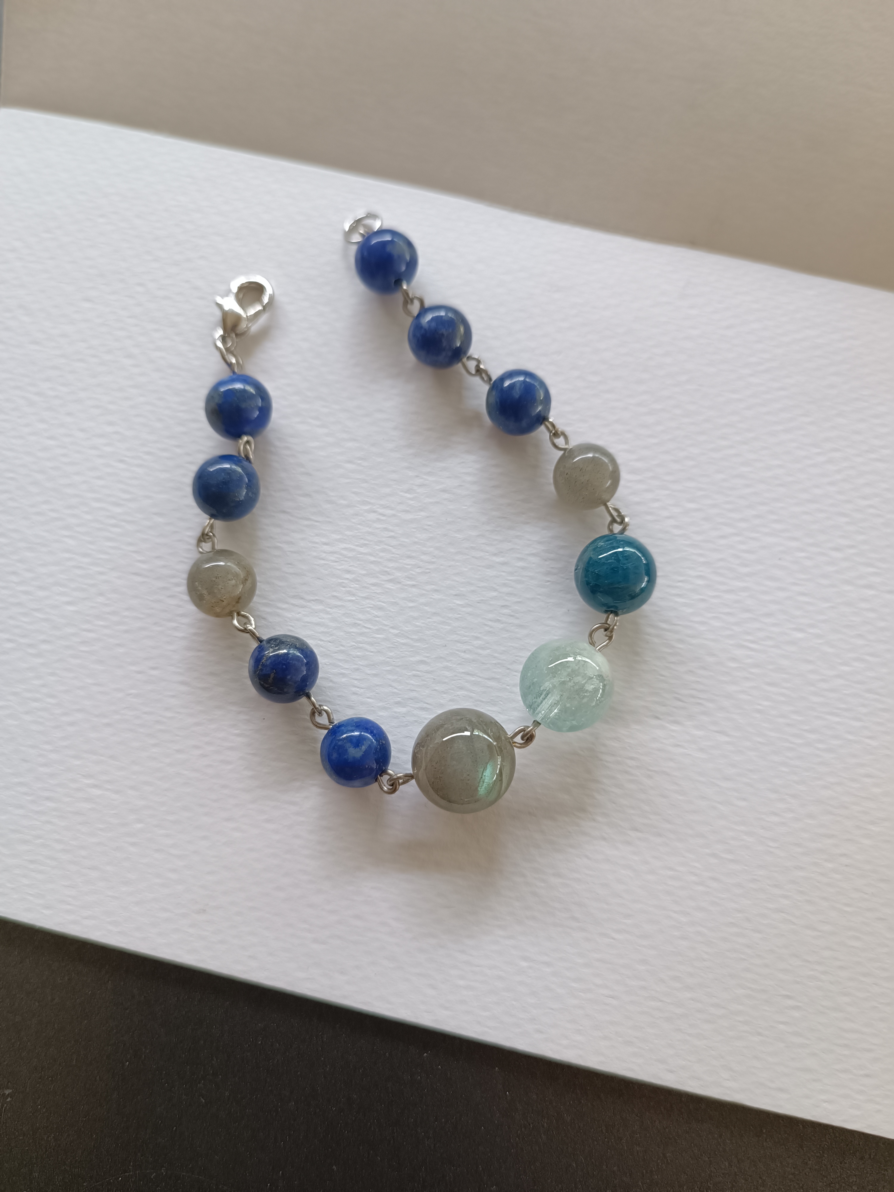 สร้อยข้อมือหินแท้ "Connected" Intuition and Communication Bracelet (Labradorite+Lapis Lazuli)