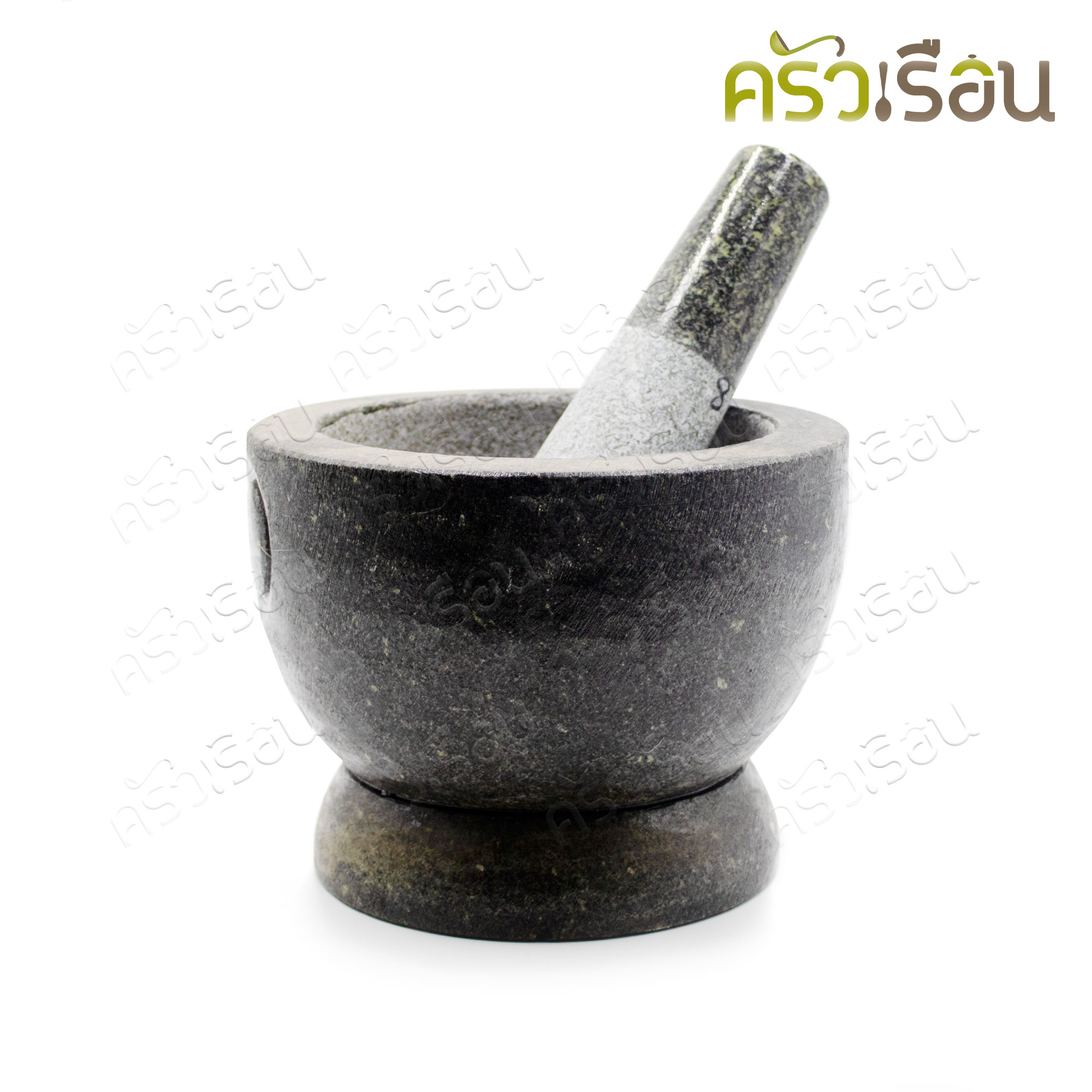 ครกหิน 8 นิ้ว [19 x 14.5 ซม.] + สากหิน [ยาว 20 ซม.]