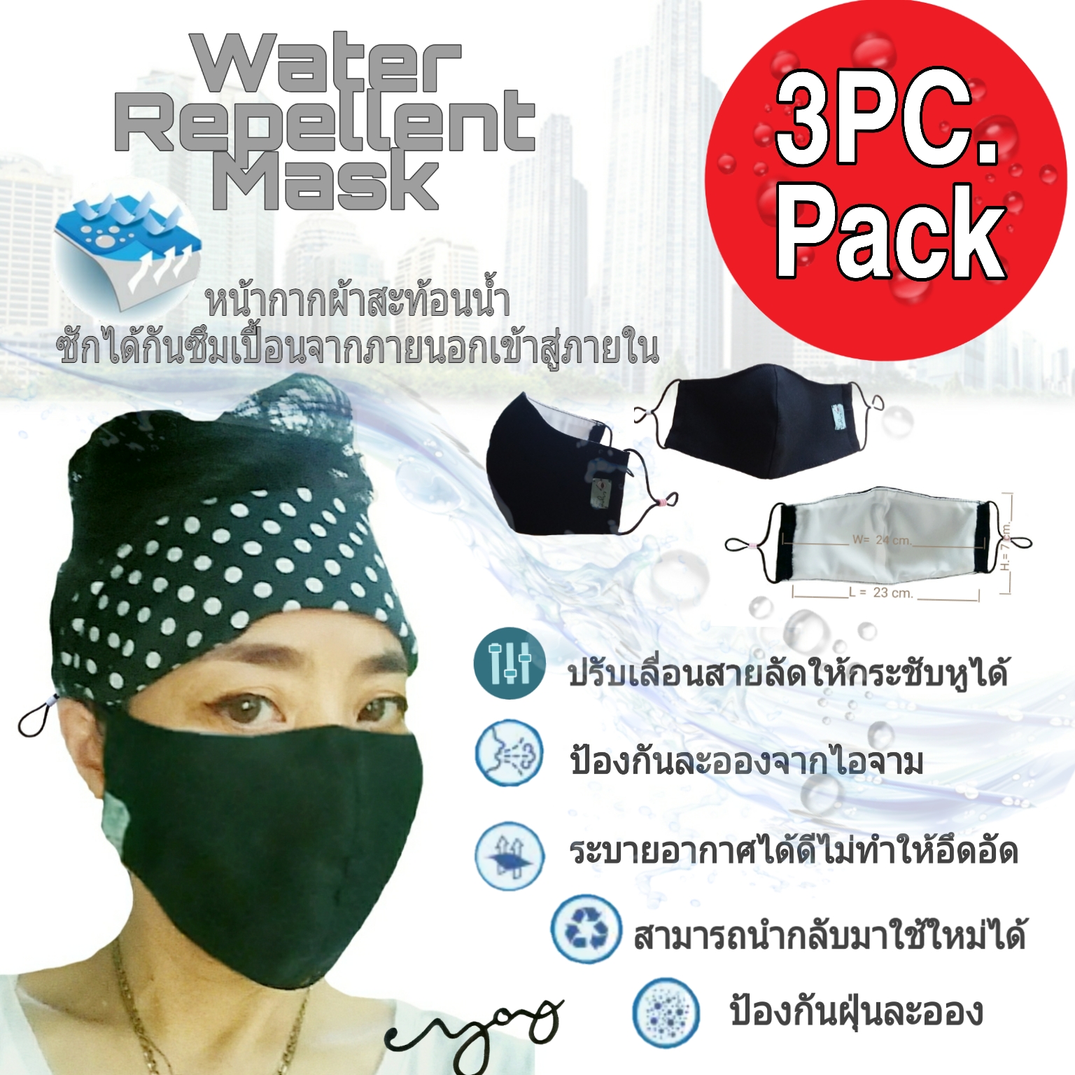 หน้ากากอนามัยสะท้อนน้ำ ( Water Repellent Mask)