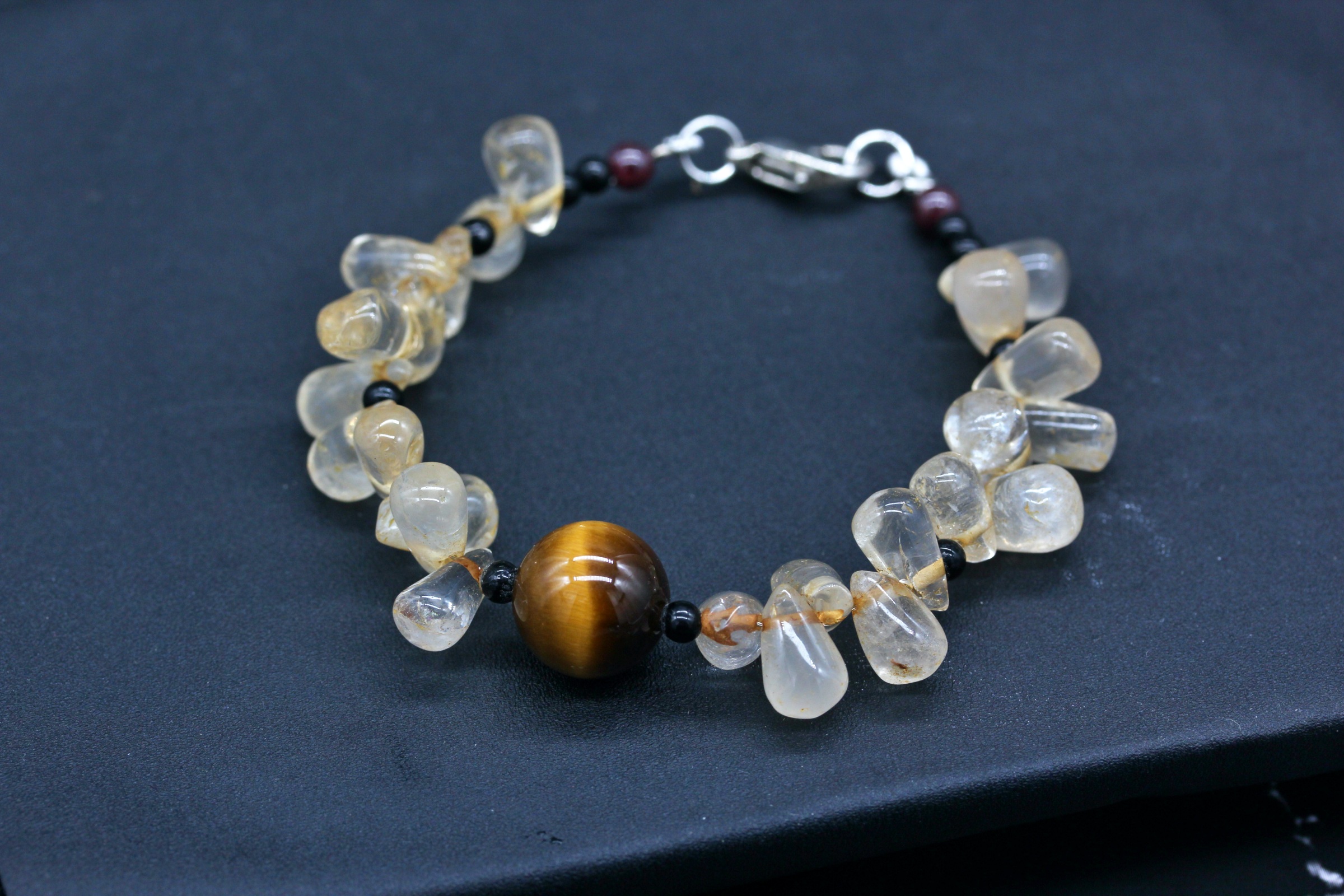 💸สร้อยข้อมือหินแท้ซิทริน Citrine + Tiger's Eye Bracelet (ค้าขาย,เงินทอง )