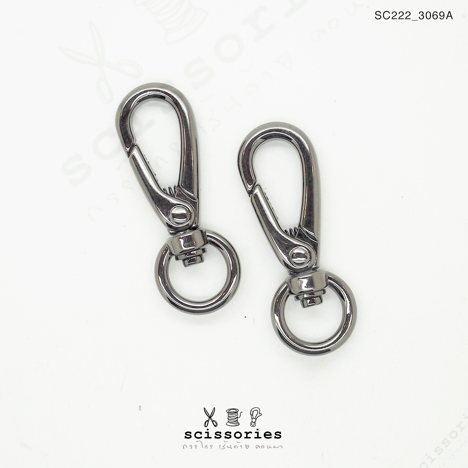 คอหมา สีดำเมทาลิก 2ตัว ห่วงวง 1.1 cm.