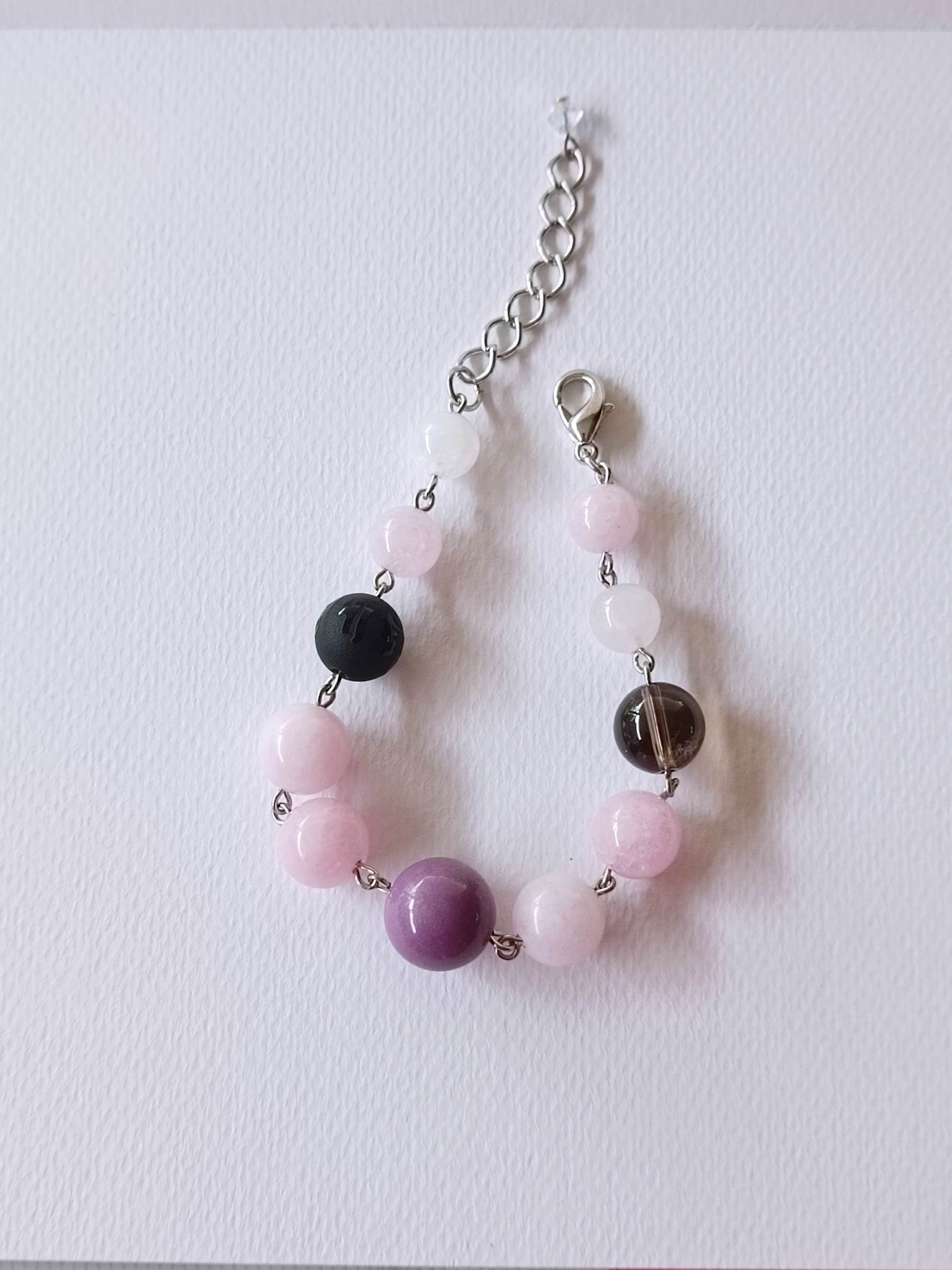 สร้อยข้อมือหินแท้ "Connected" Harmony Bracelet(Mica Quartz, Kunzite ,Smoky Quartz ,Rose Quartz)