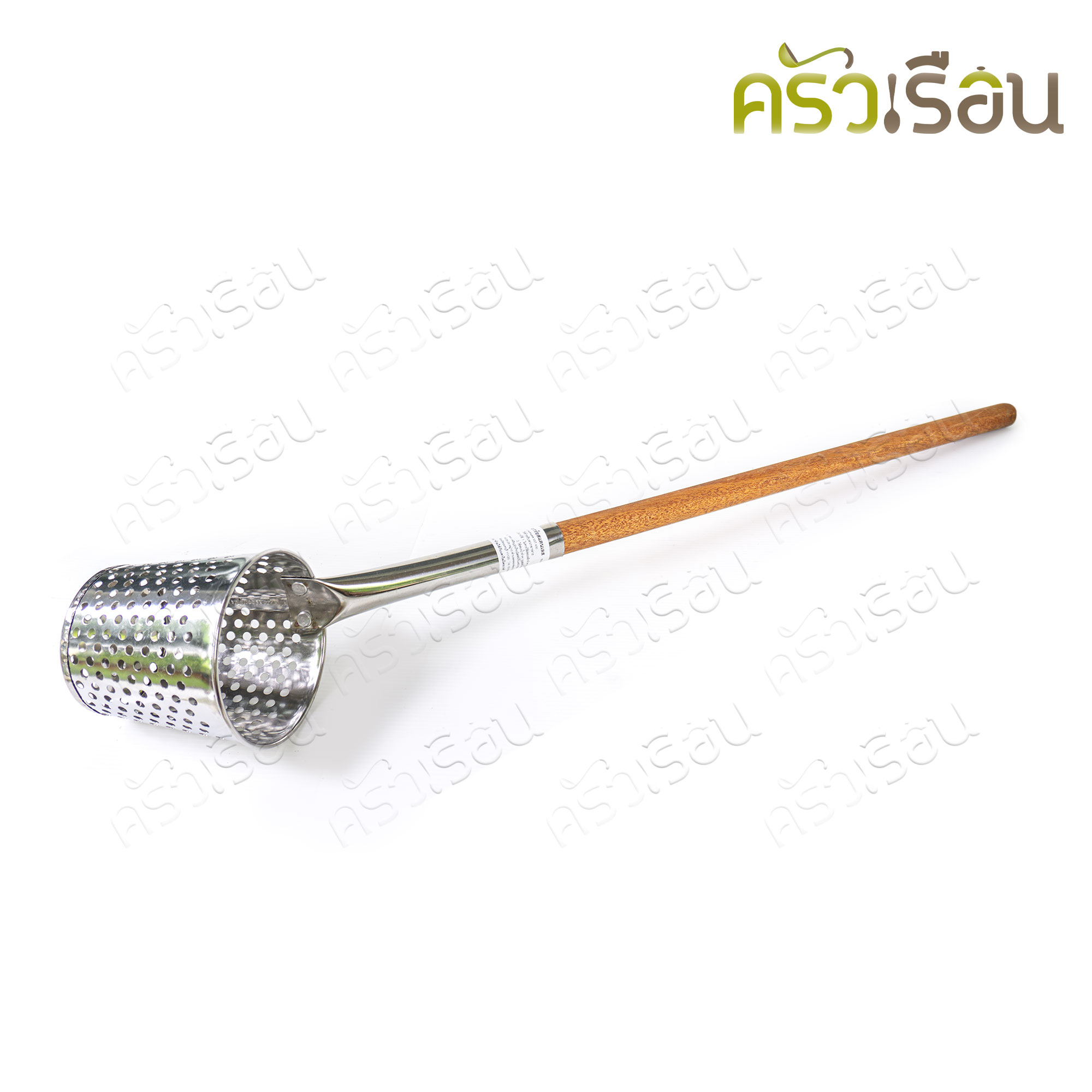 HORSE BRAND ตะกร้อลวก สเตนเลส ด้ามไม้ยาว ที่ลวก ตราม้า