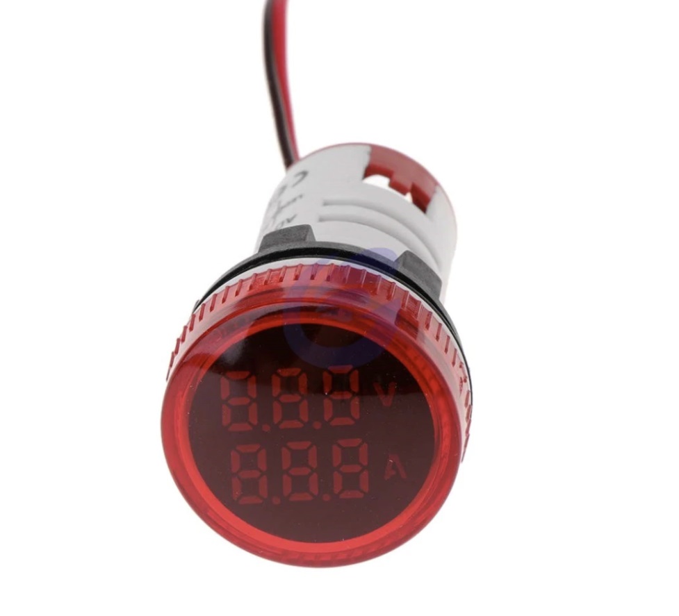 Mini Digital Voltmeter Ammeter 22mm AC 50-500V 0-100A Amp Voltage Current Meter Tester Dual LED Indicator Pilot Lamp Light w/ CT
