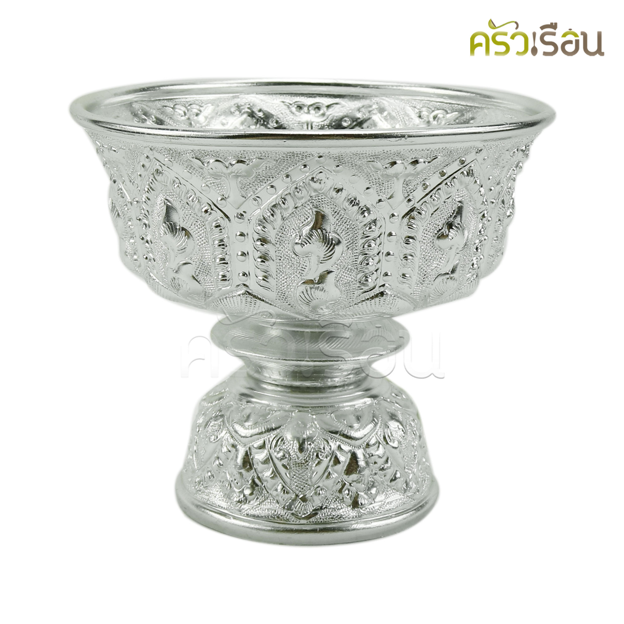 แมวน้ำ พานลาว อลูมิเนียม ลายไทย สีเงิน ราคาต่อใบ