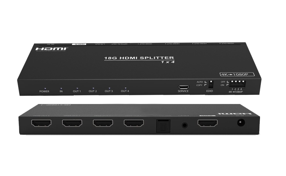 SP14B 1×4 HDMI 18Gbps Splitter scaler with audio